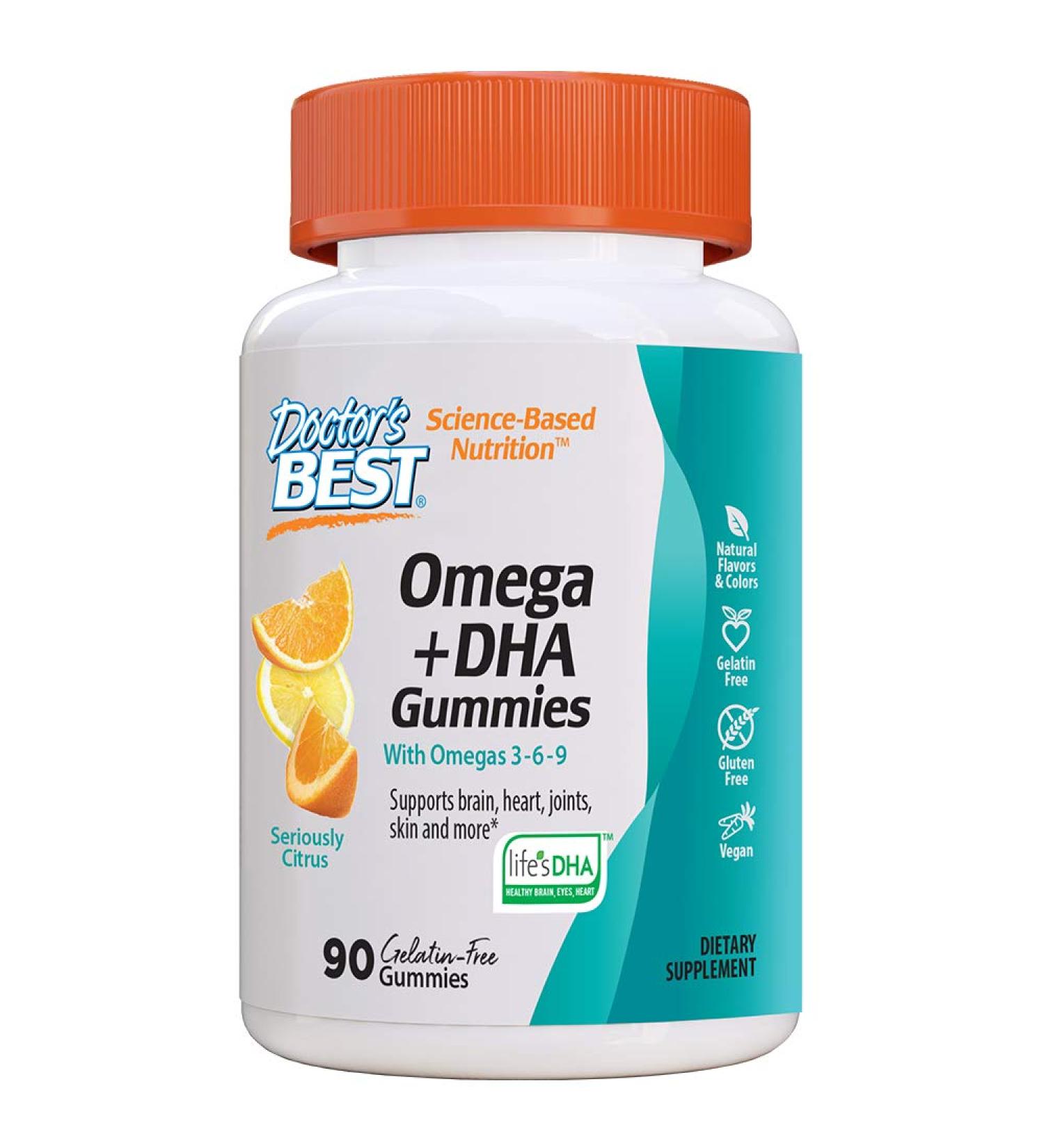 Doctor's Best Omega + DHA Gummies - Omega 3-6-9 with Citrus Flavor | 90 Count - Buy Online on GoSupps.com