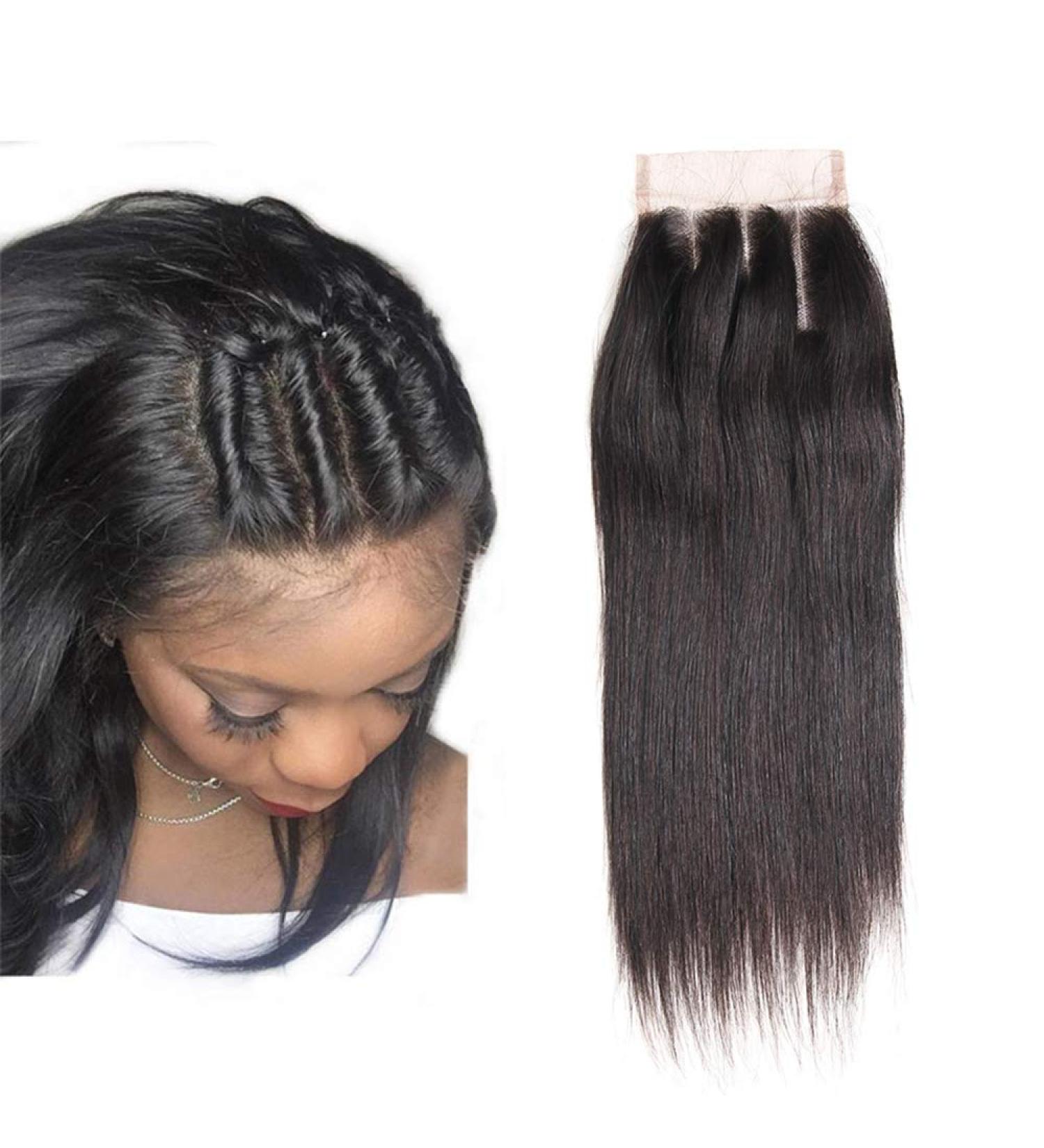 Mila Real Hair Lace Closure (4x4) - Natural Black Three Part Human Hair with Baby Hair 14/35cm - Smooth & Durable for Stunning Styles - Buy Online on GoSupps.com