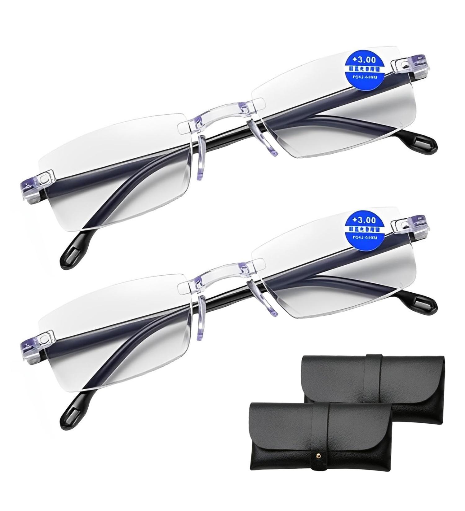 FDJZXW Intelligent Zoom Reading Glasses - 2 Pairs Multifocal Frameless Anti-Blue Light Glasses for Presbyopia - Ideal for Car Use - Buy Online on GoSupps.com