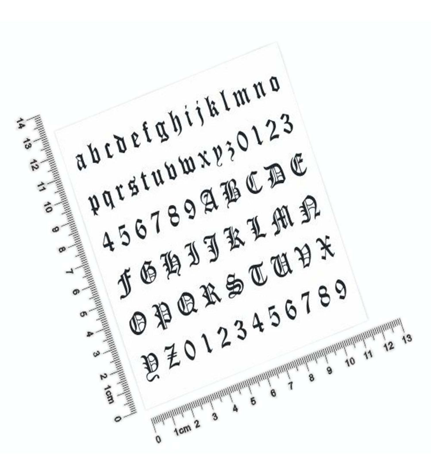 3Pcs Gothic Letters DIY Name Body Art Tattoo Stickers Fake Tattoos Designs