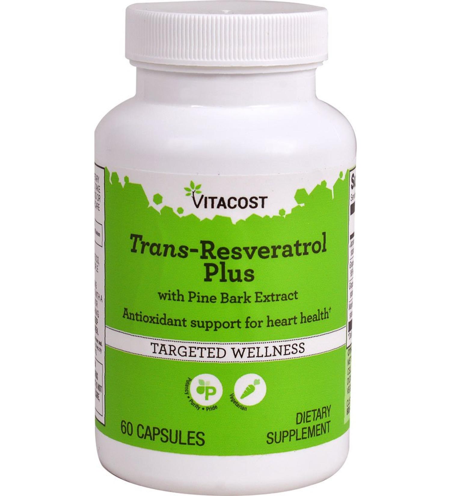 Vitacost Trans-Resveratrol Plus -- 60 Vegetarian Capsules