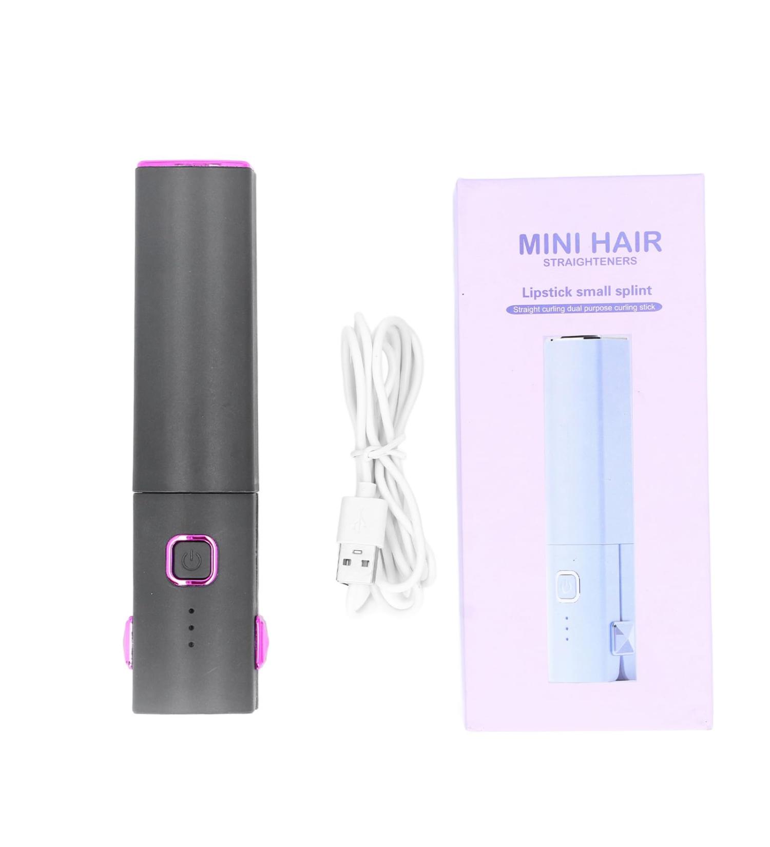 Rechargeable Mini Hair Straightener - Portable Flat Iron for All Hair Types Quick PTC Heating Anti-Scald Design Type C Interface - Compact & Stylish Gray - Buy Online on GoSupps.com