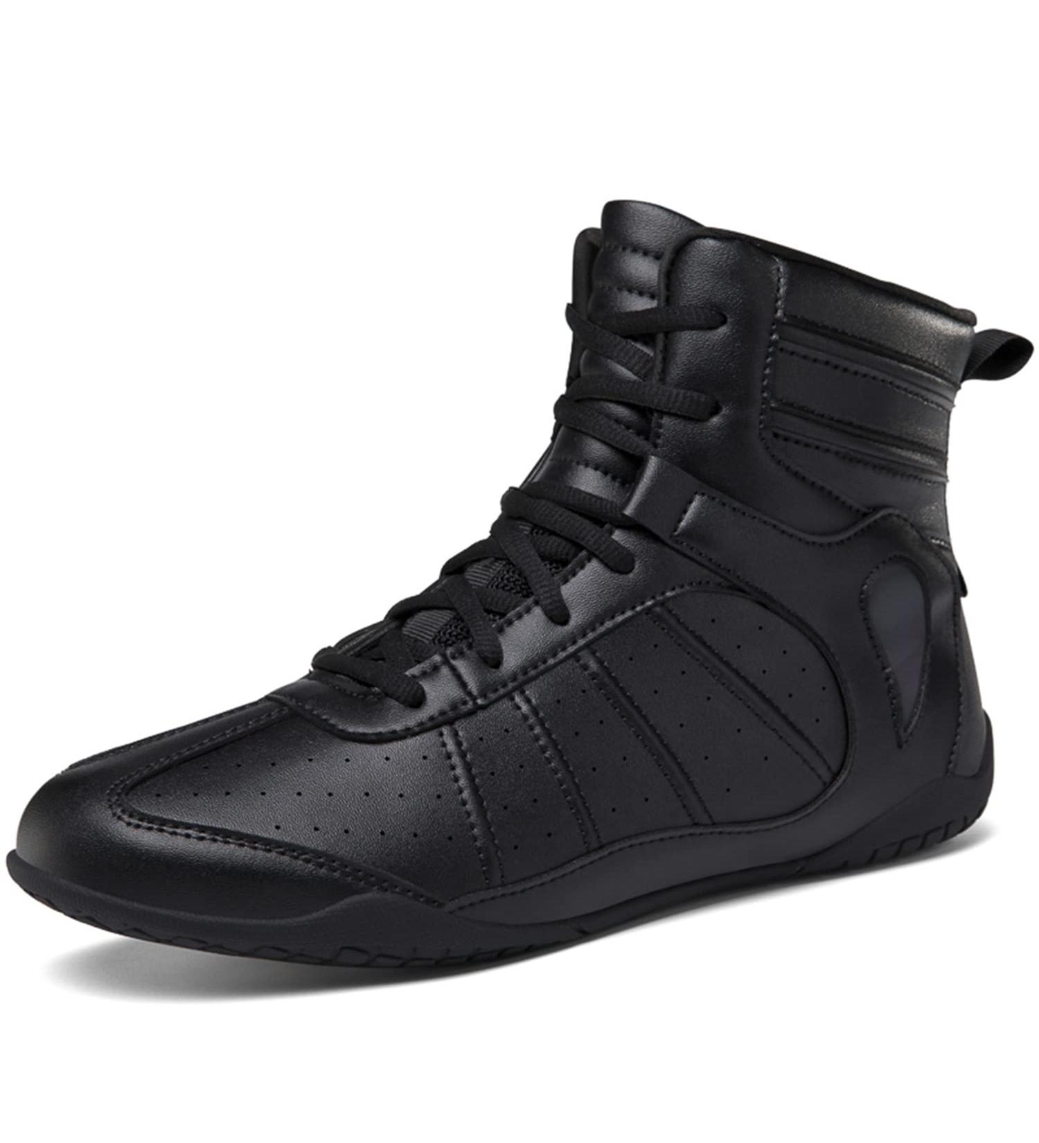 Durable Non-Slip Boxing Wrestling Shoes | High Traction Combat Sneakers - Black - Buy Online on GoSupps.com