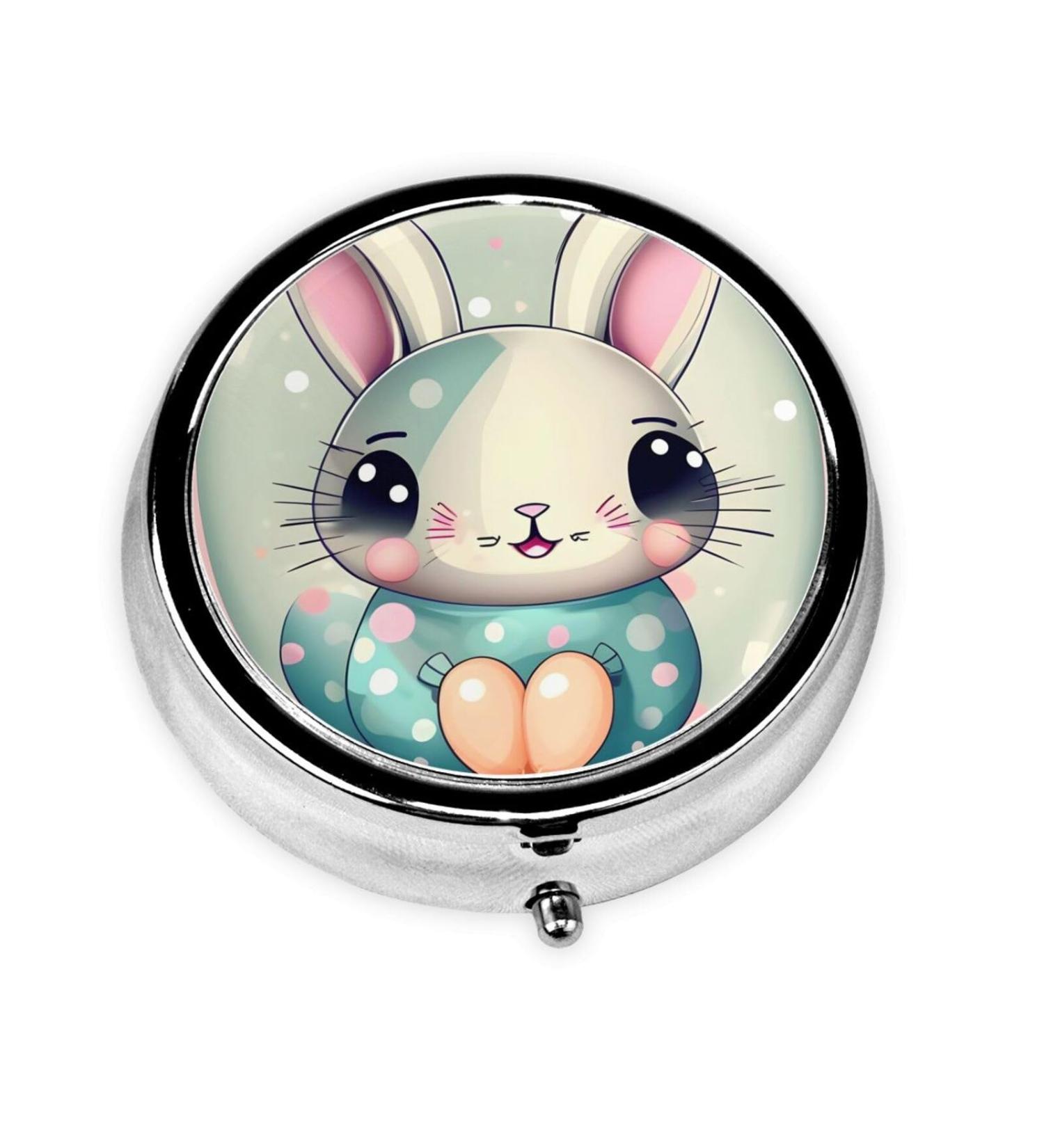 Pink Cartoon Bunny Pill Box 3 Compartment Organizer & Portable Travel Solution - Buy Online on GoSupps.com