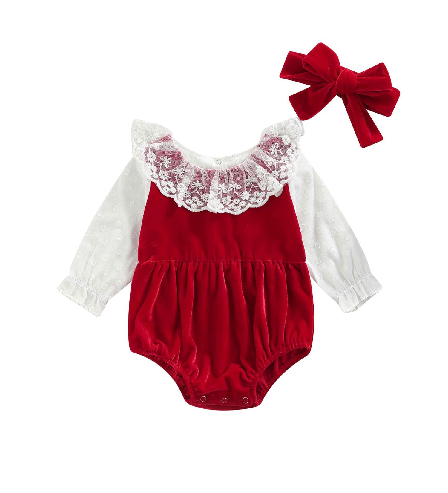 2PCs Newborn Baby Christmas Romper Set | Knitted Pullover Jumpsuit & Crawling Pants Xmas Outfit 12-18 Months (Wine Red) - Buy Online on GoSupps.com