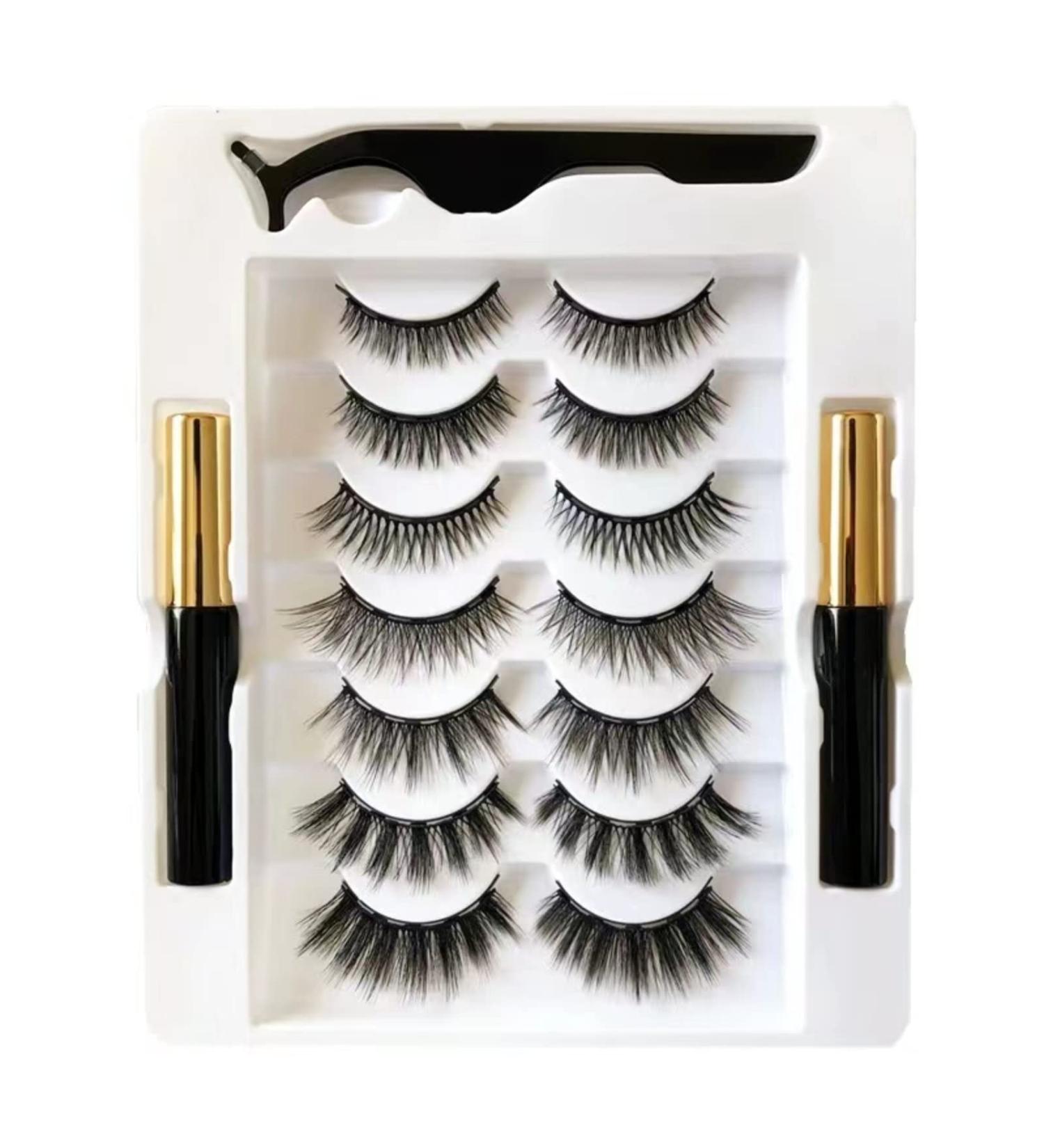 MOLAMOYA Magnetic Liquid Eyeliner Magnet Lashes Set - 7 Pairs with Tweezers | Easy to Wear - Buy Online on GoSupps.com