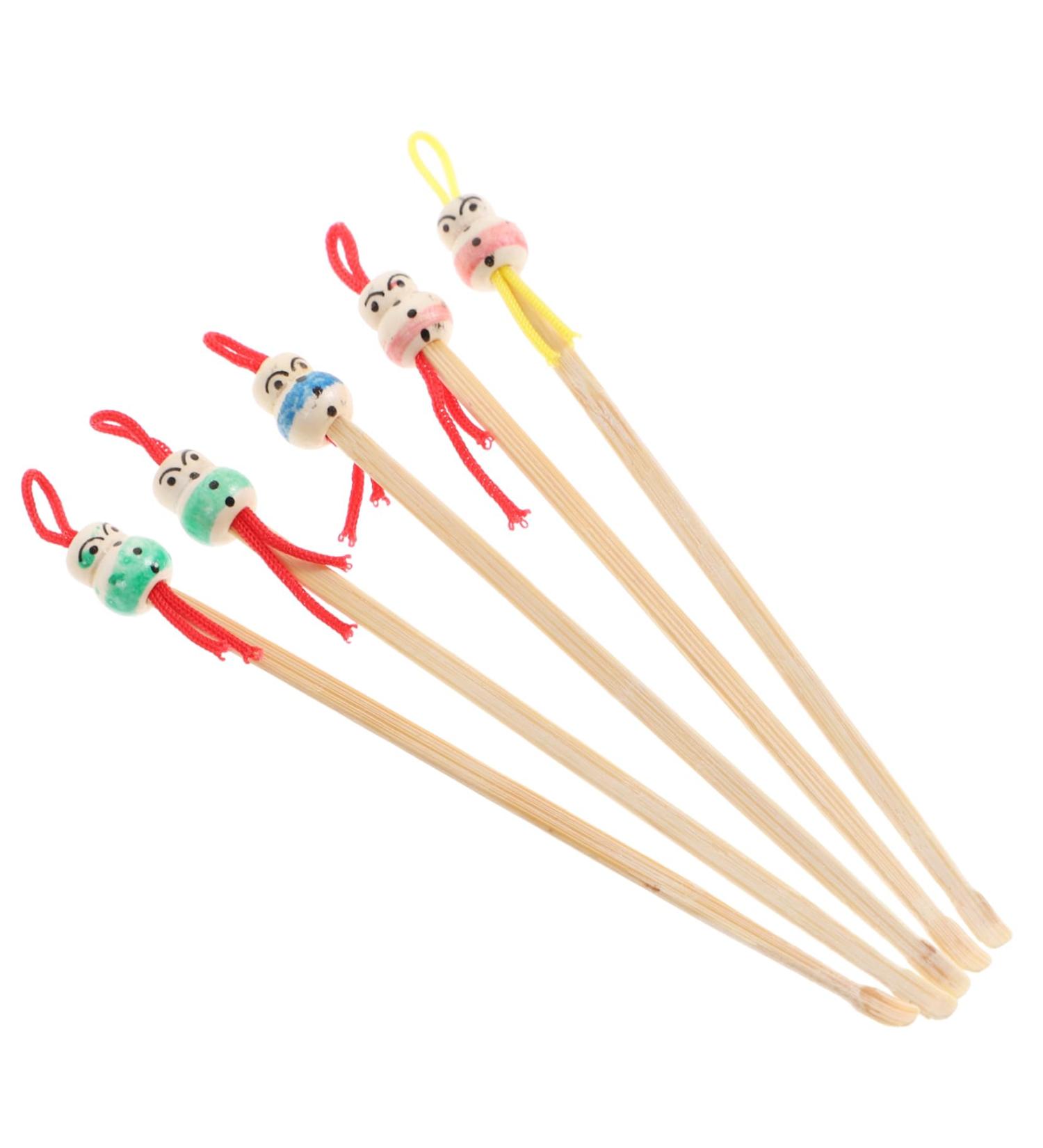 KOMBIUDA 5pcs Bamboo Ear Cleaning Picks Cute Doll Head Earpicks Skid Resistant Ear Wax Removal Tool for Adults and Family Use Random Designs - Buy Online on GoSupps.com