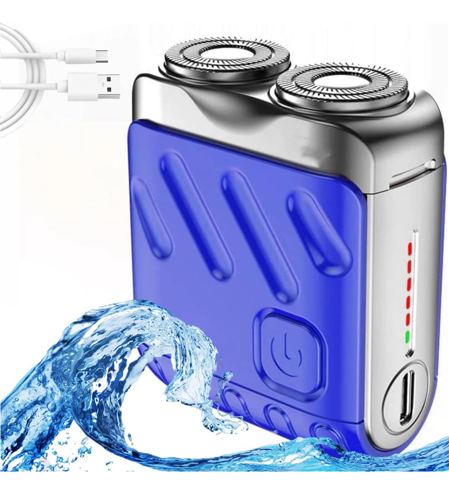 Mini Electric Explosive Shaver Portable Electric Shaver for Men Rechargeable Dual Blade Razor Waterproof USB Fast Charging Compact Travel Size Cordless Face Shaver with LED Power Display (Blue) - Buy Online on GoSupps.com