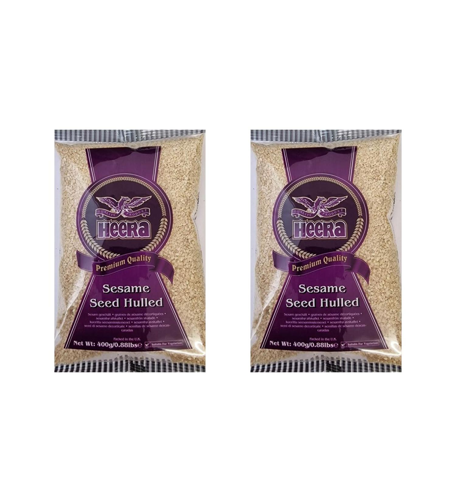 Heera Sesame Seeds Hulled 400g Enhances The Flavour Foods - A Must-Have Spice Seeds In Kitchen - A Nutrient-Dense Healthful Seeds (Pack of 2) Sesame Seeds Pack of 2