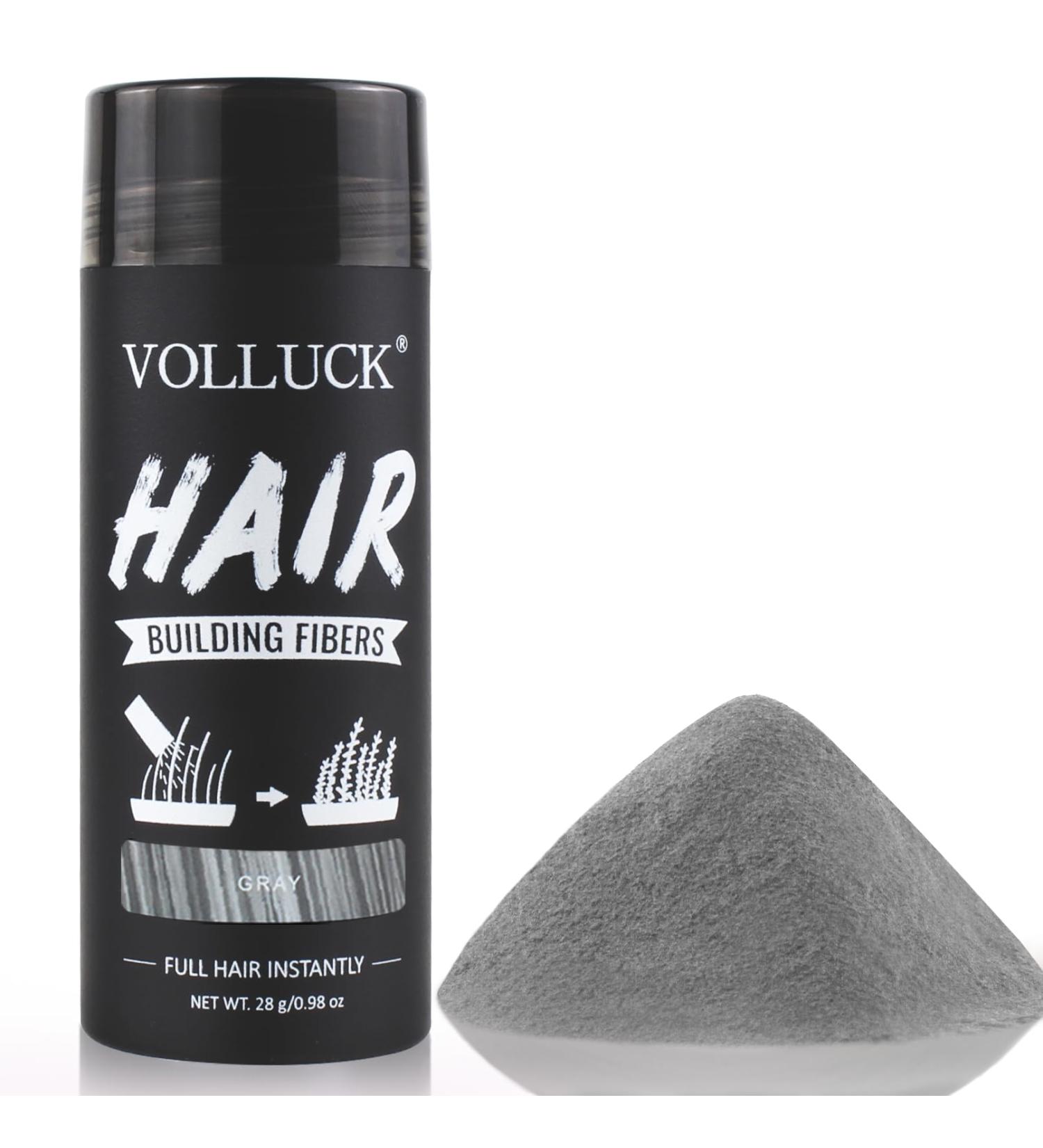 VOLLUCK Hair Fiber for Thickening - Long-lasting Natural Hair Products for Men & Women - 28g Gray | Hair Loss Solutions - Buy Online on GoSupps.com
