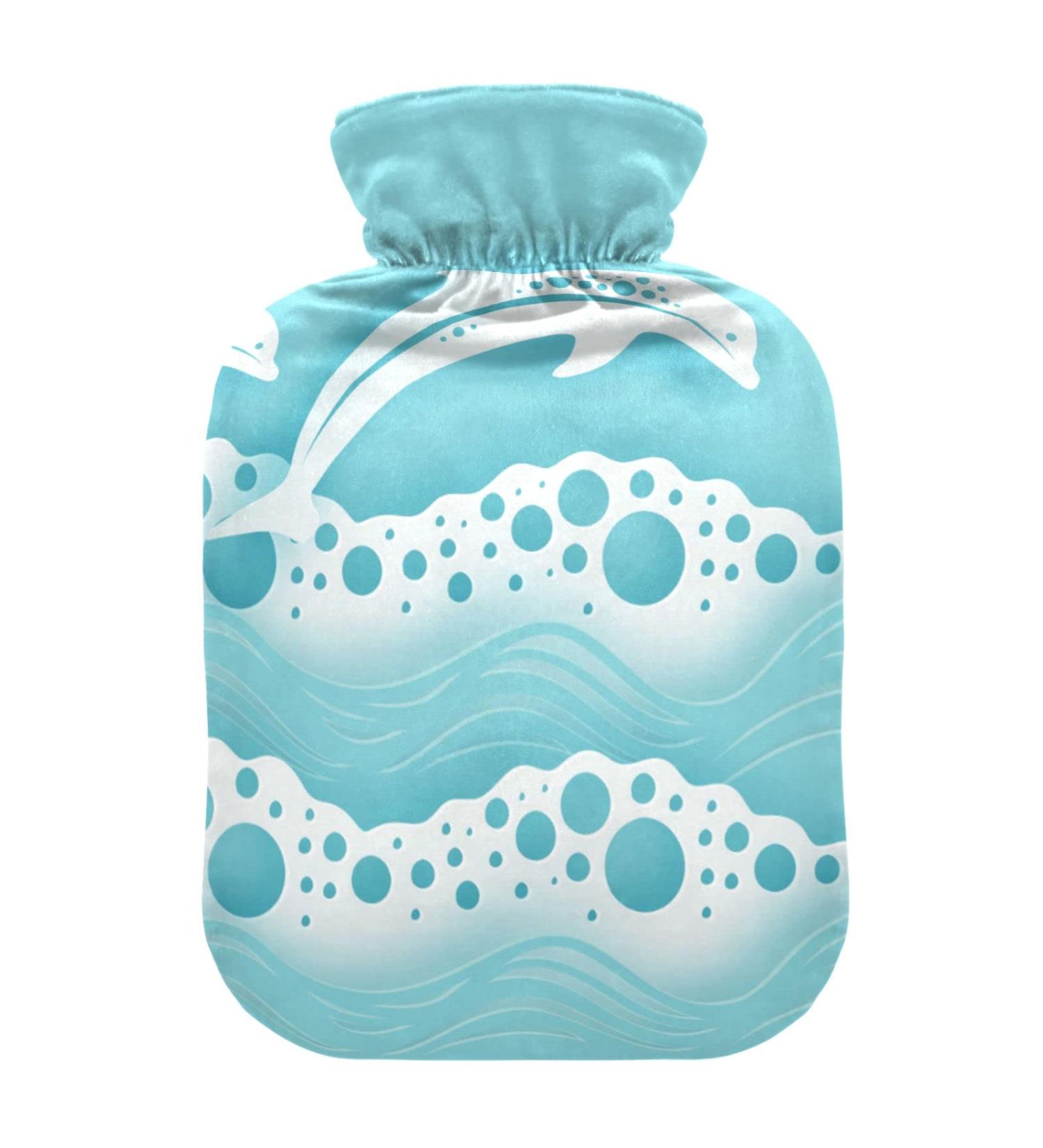 Durable 1L Heat Bottle | Dolphin & Ocean Pattern | Ideal for Pain Relief Cramps & Heat Therapy - Buy Online on GoSupps.com