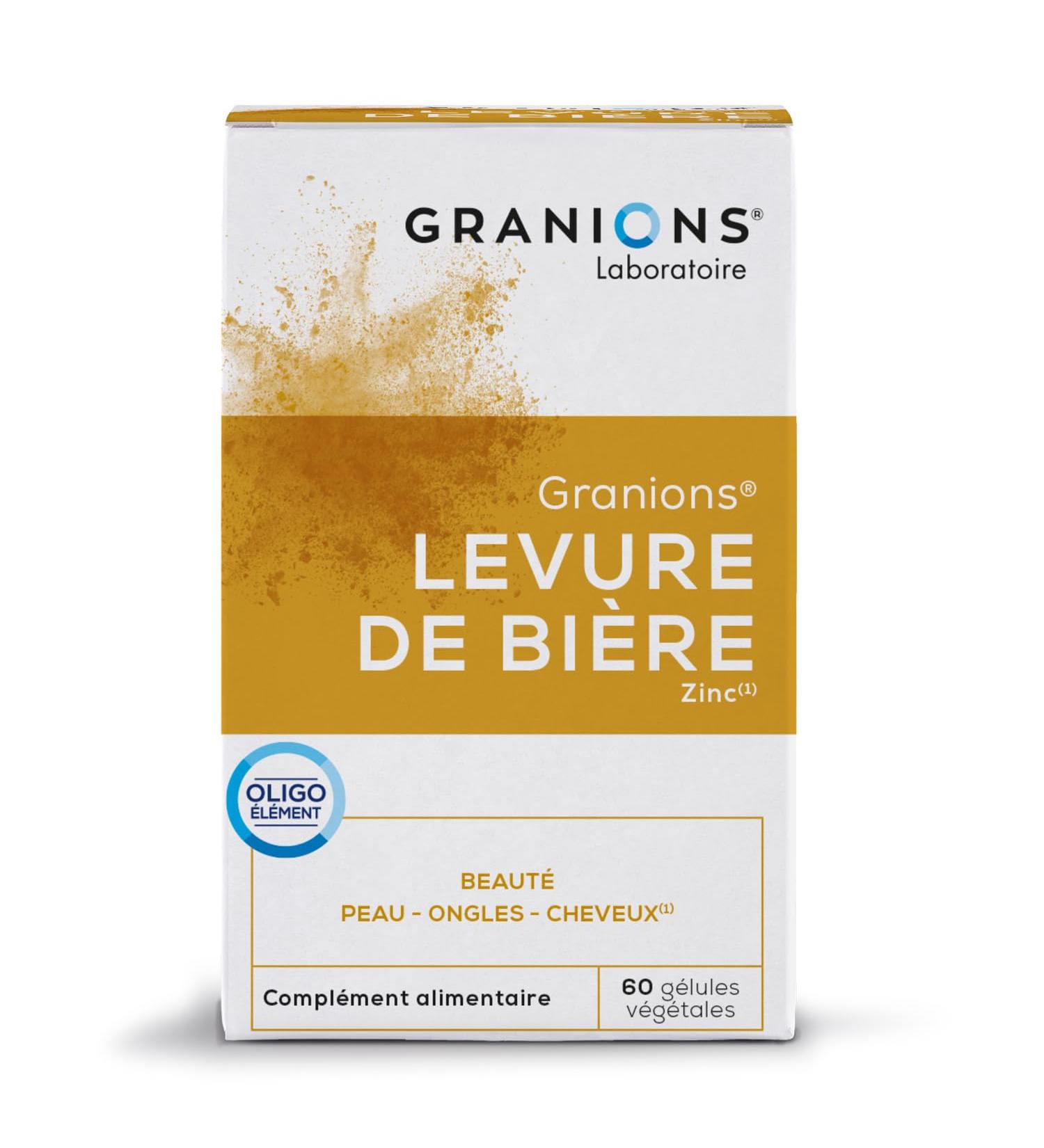 Brewer's yeast GRANIONS | Beauty food supplement | Brewer's yeast 1500mg with Zinc | Skin beauty hair and nail growth | Made in France | 60 capsules - Buy Online on GoSupps.com