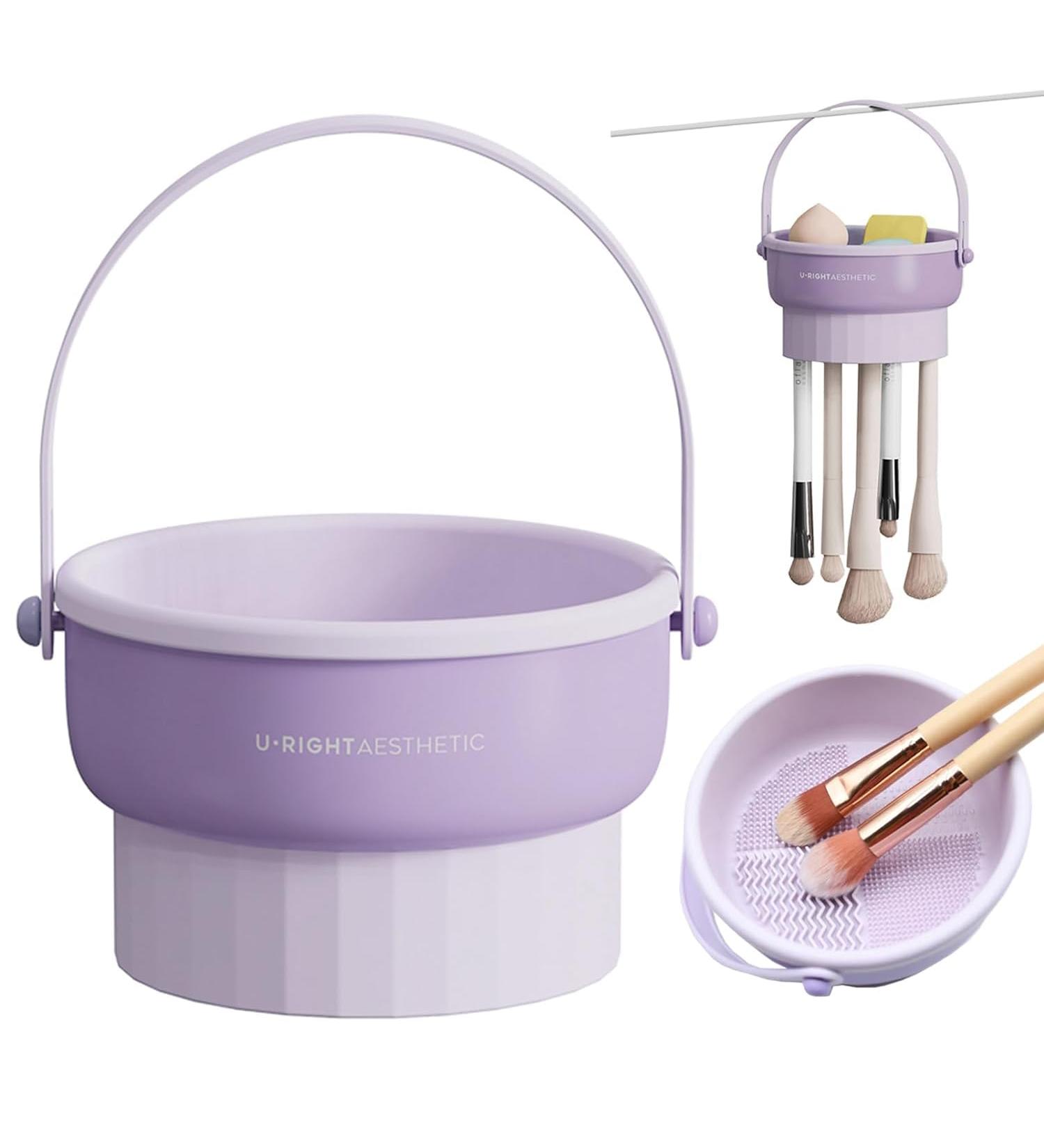 Gunyoo Makeup Brush Cleaner Mat & Bowl 3-in-1 | Air Dry Storage Tool | Violet Cosmetics Organizer - Buy Online on GoSupps.com