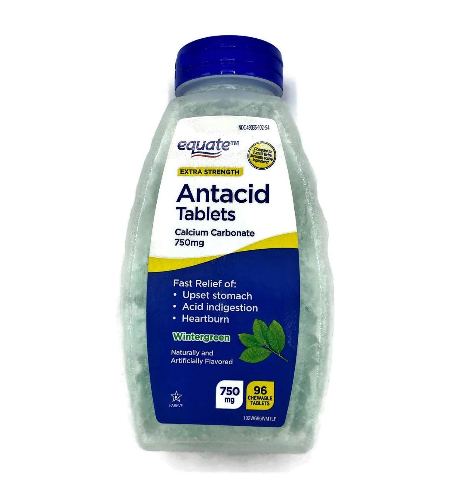 Equate Extra Strength Antacid Wintergreen 750 mg 96 Chewable Tabs Compare to Tums EX (1)