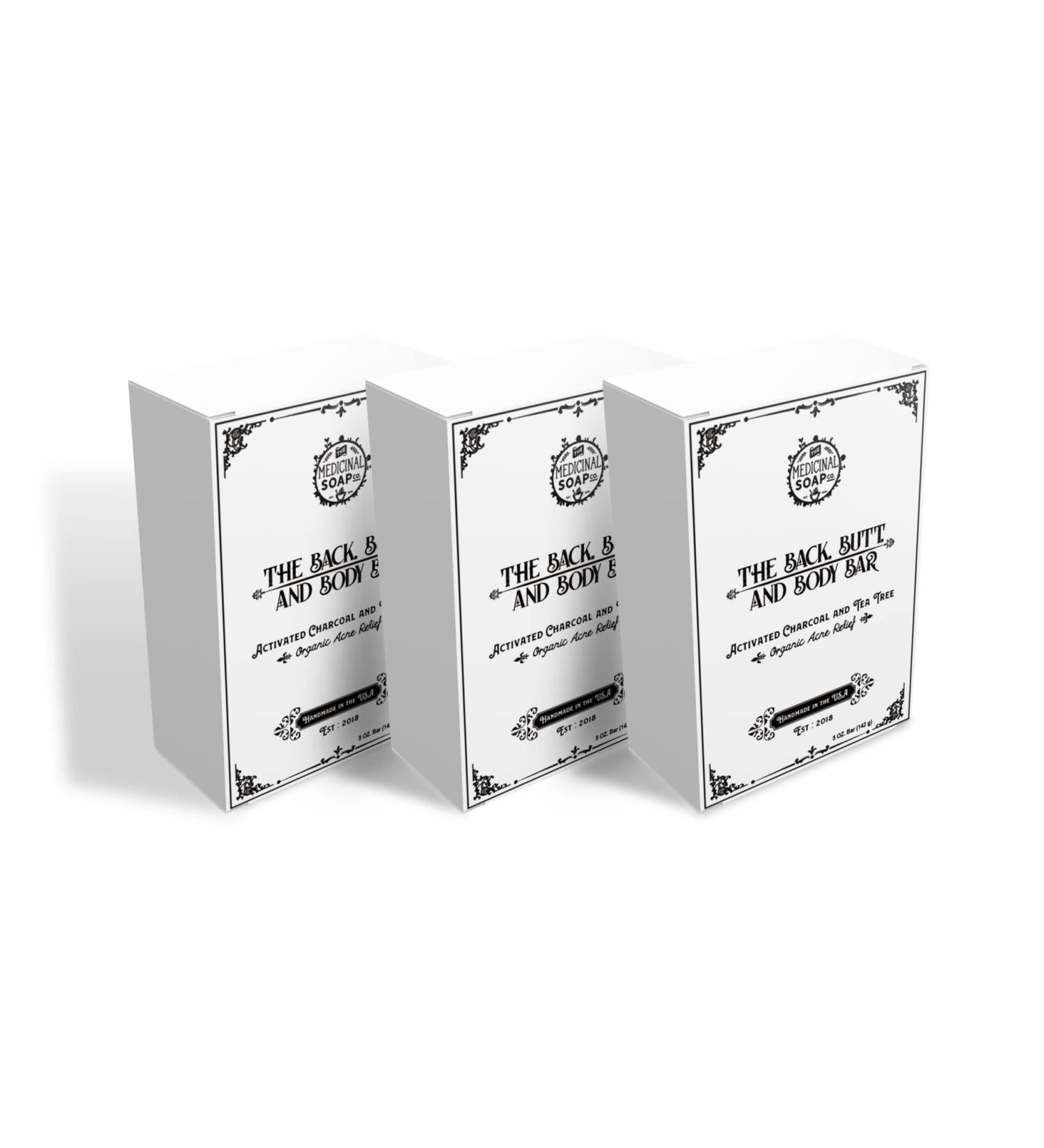 The Medicinal Soap Co. Tea Tree Activated Charcoal Back, Butt, and Body Bar - Natural Acne and Eczema Relief - 5 oz - Buy Online on GoSupps.com