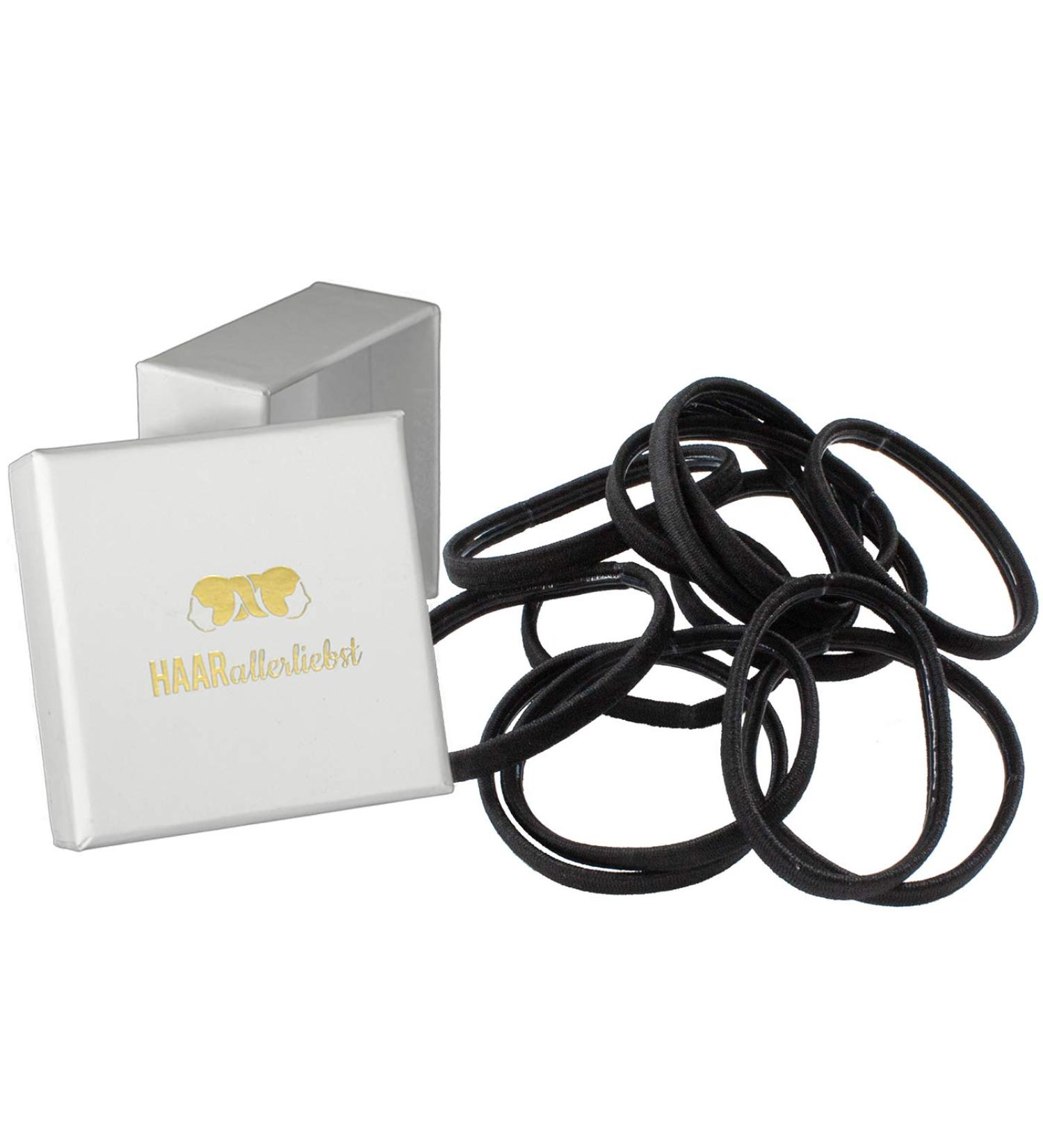 Hair-Like Hair Ties - 12 Black Rubber Wide Ties (4.5cm) with Storage Box | Best Support & Style - Buy Online on GoSupps.com