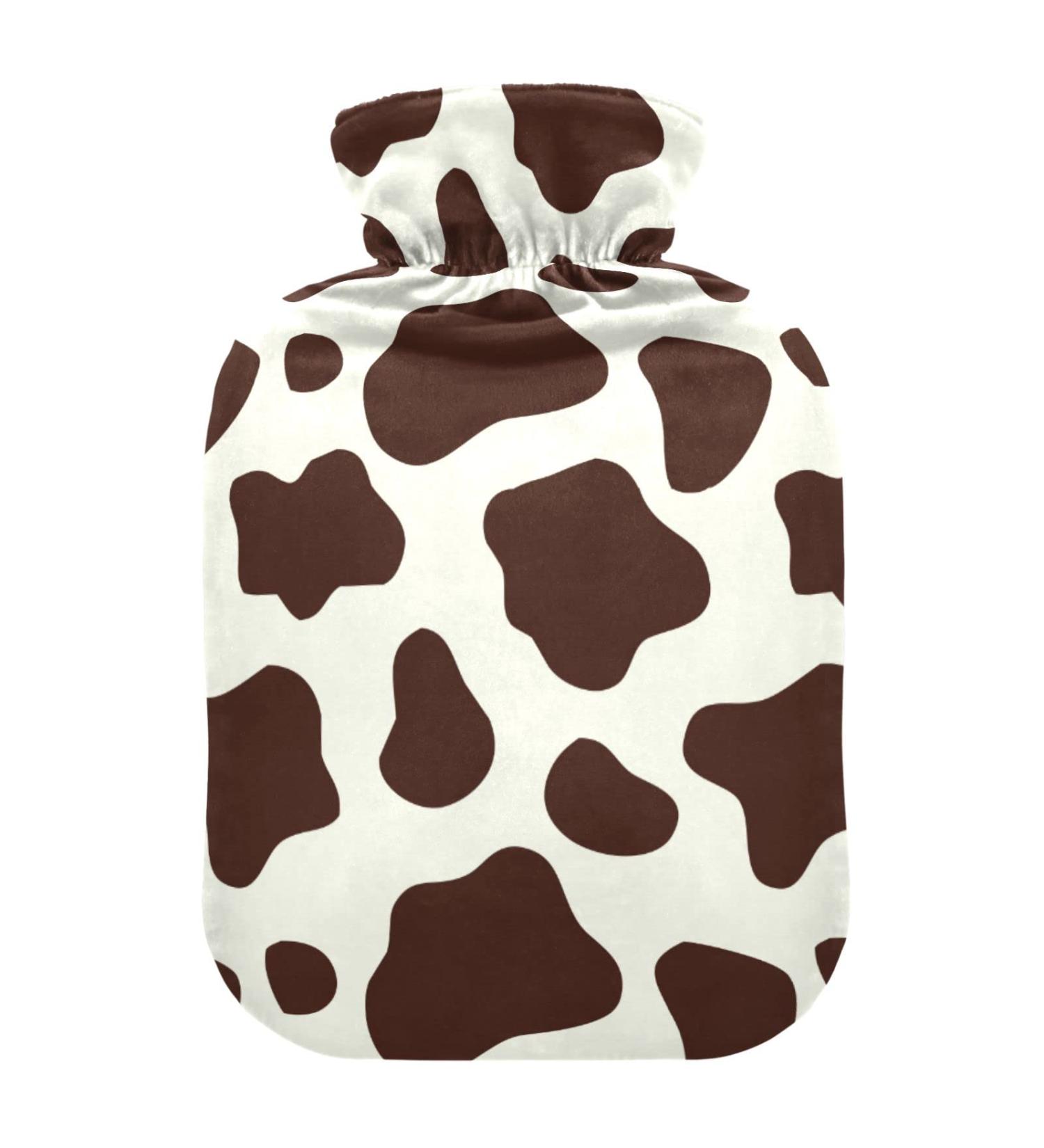 Hot Water Bottles with Brown White Cow Cover 2L Pain Relief & Bed Warmer for Women & Adults - Buy Online on GoSupps.com