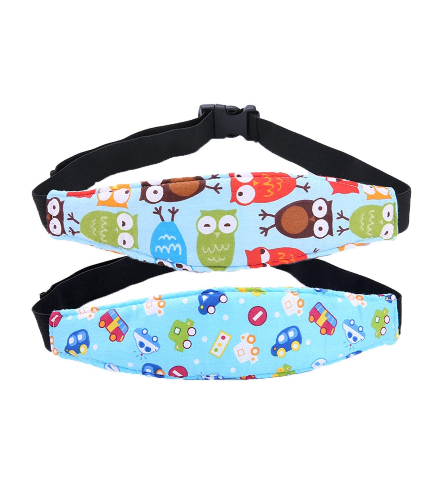 2 Pcs Baby Car Seat Neck Relief & Head Support Strap - Blue | Toddler Headrest for Stroller & Car Seat - Buy Online on GoSupps.com