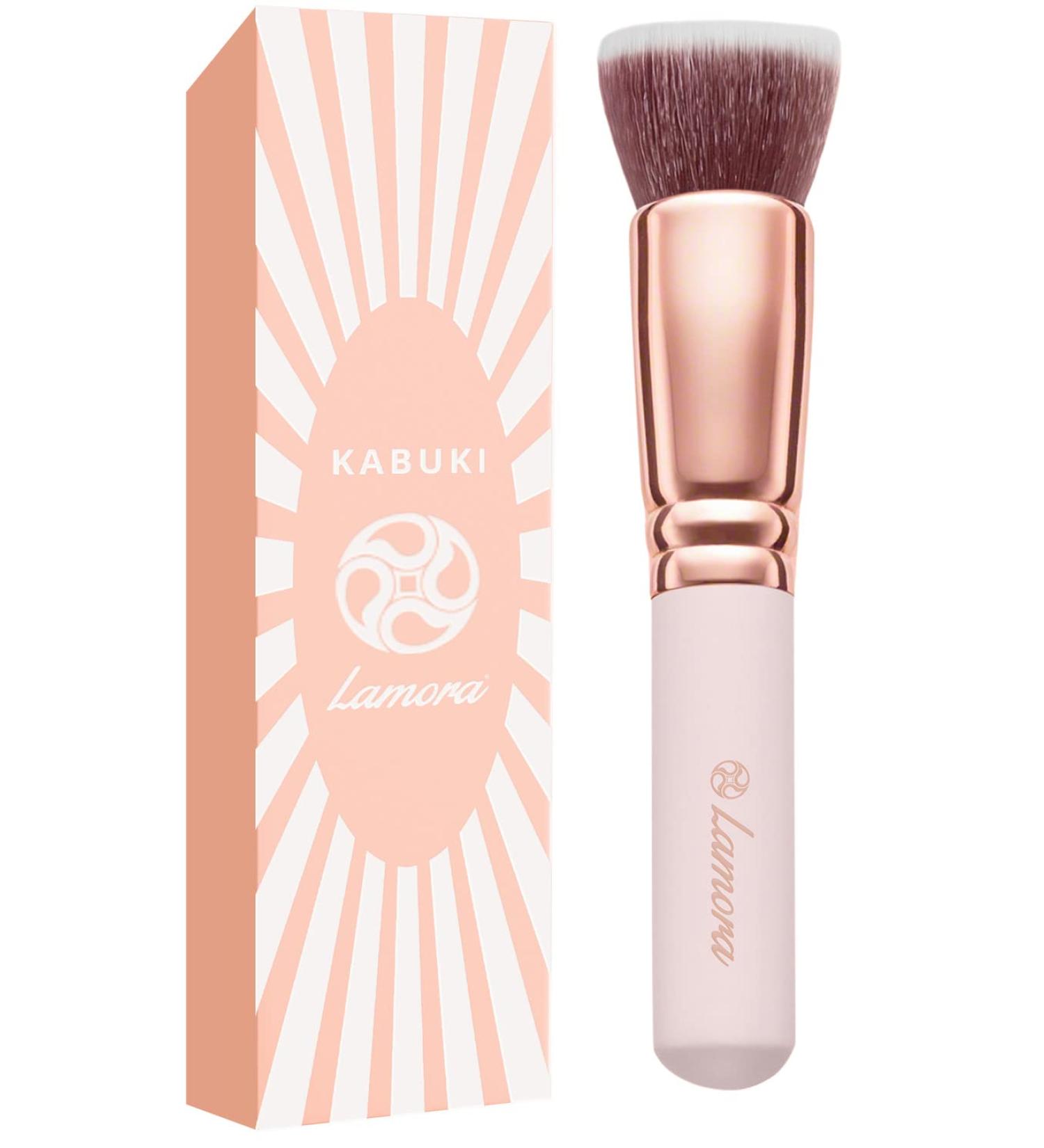 Flat Top Kabuki Foundation Brush | Premium Makeup Face Brush for Liquid, Cream, Powder | Blending, Buffing, Stippling | Pro Quality Synthetic Dense Bristles - Rose - Buy Online on GoSupps.com