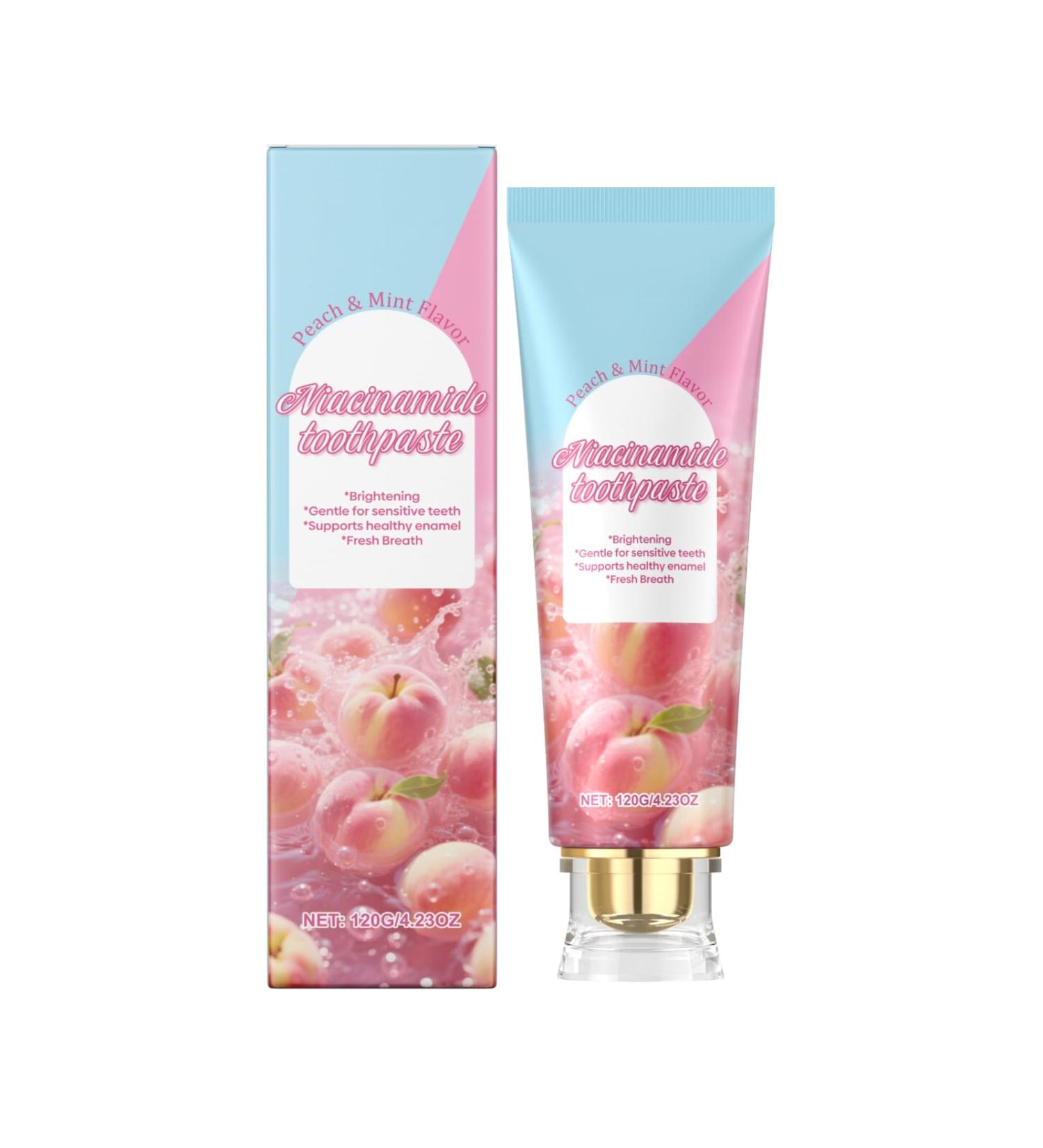 Niacinamide Whitening Toothpaste Peach Mint Deep Gentle Cleaning Tooth Paste Fluoride-Free Fresh Breath Triple White Protects Tooth Enamel - Buy Online on GoSupps.com