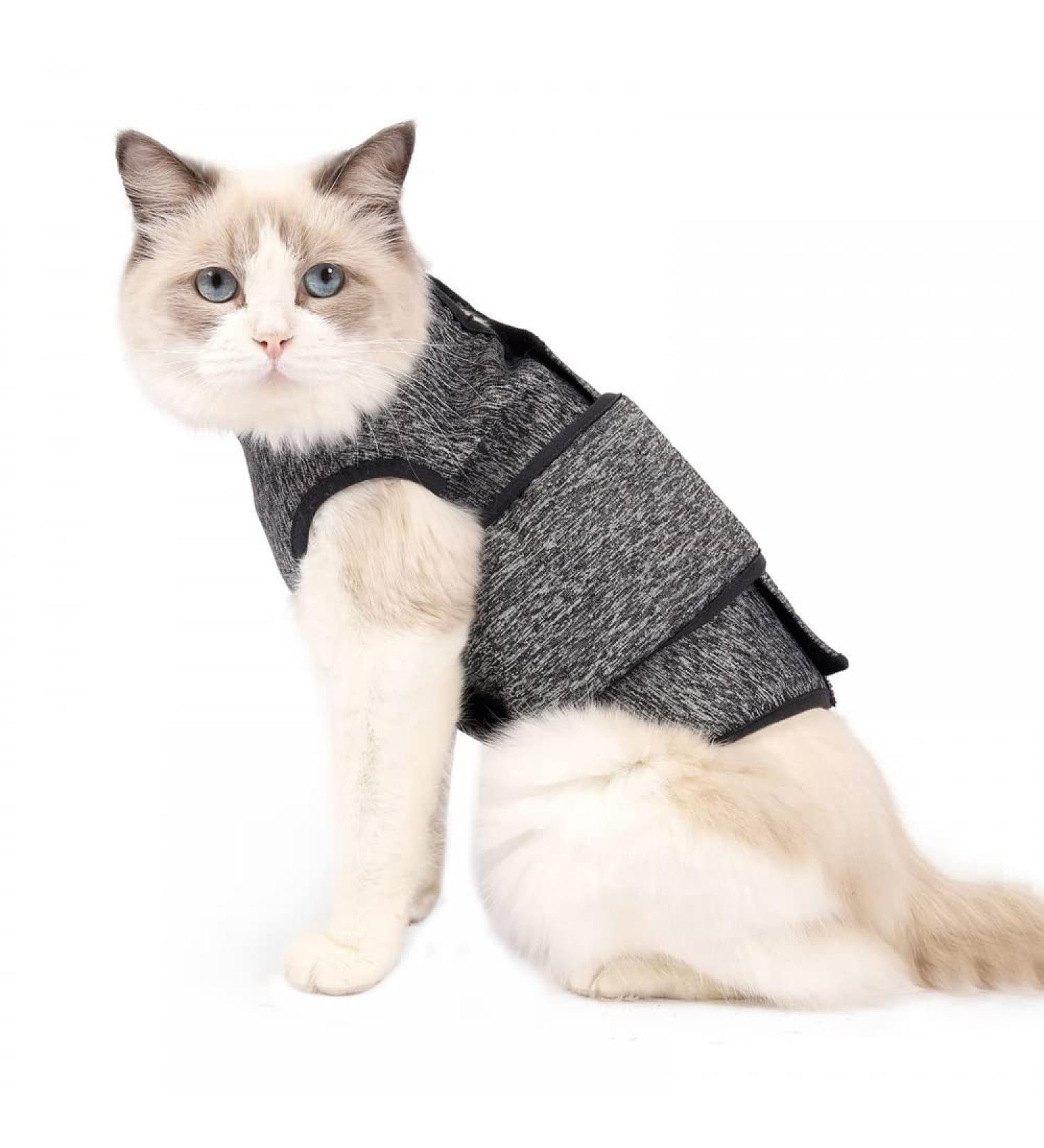 Pet Anxiety Jacket Dog Anxiety Calming Vest Pet Stress Relief Wrap Adjustable Anxiety Relief Onesie Shirts for Small Medium Large Dogs Cats Grey L - Buy Online on GoSupps.com