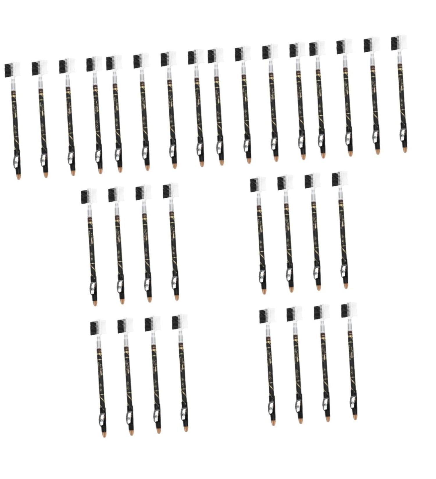 Beavorty 32 Pcs Two-in-one Eyebrow Pencil Eyebrow Pen Waterproof Brown Eyeliner Makeup Tools Brush - Buy Online on GoSupps.com