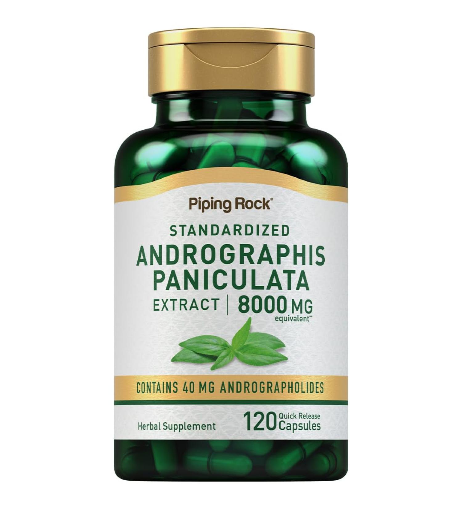 Piping Rock Andrographis Paniculata Extract | 120 Capsules | Standardized Herbal Supplement | Non-GMO Gluten Free - Buy Online on GoSupps.com