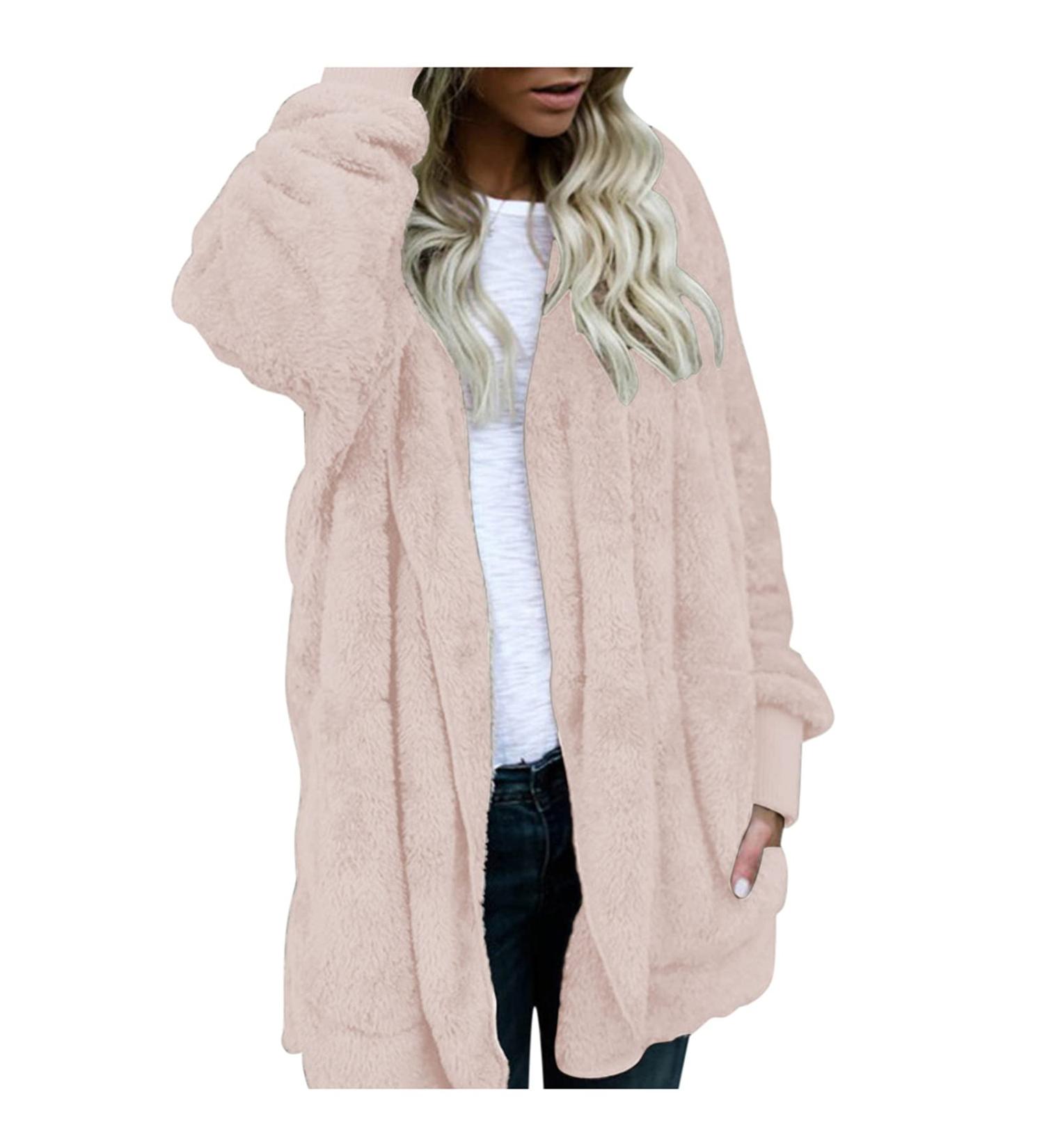 Shop Hanxiulin Oversized Plush Hoodie Jacket - Women s Winter Fleece Coat in Pink | Stylish & Cozy Quilted Warmth - Buy Online on GoSupps.com