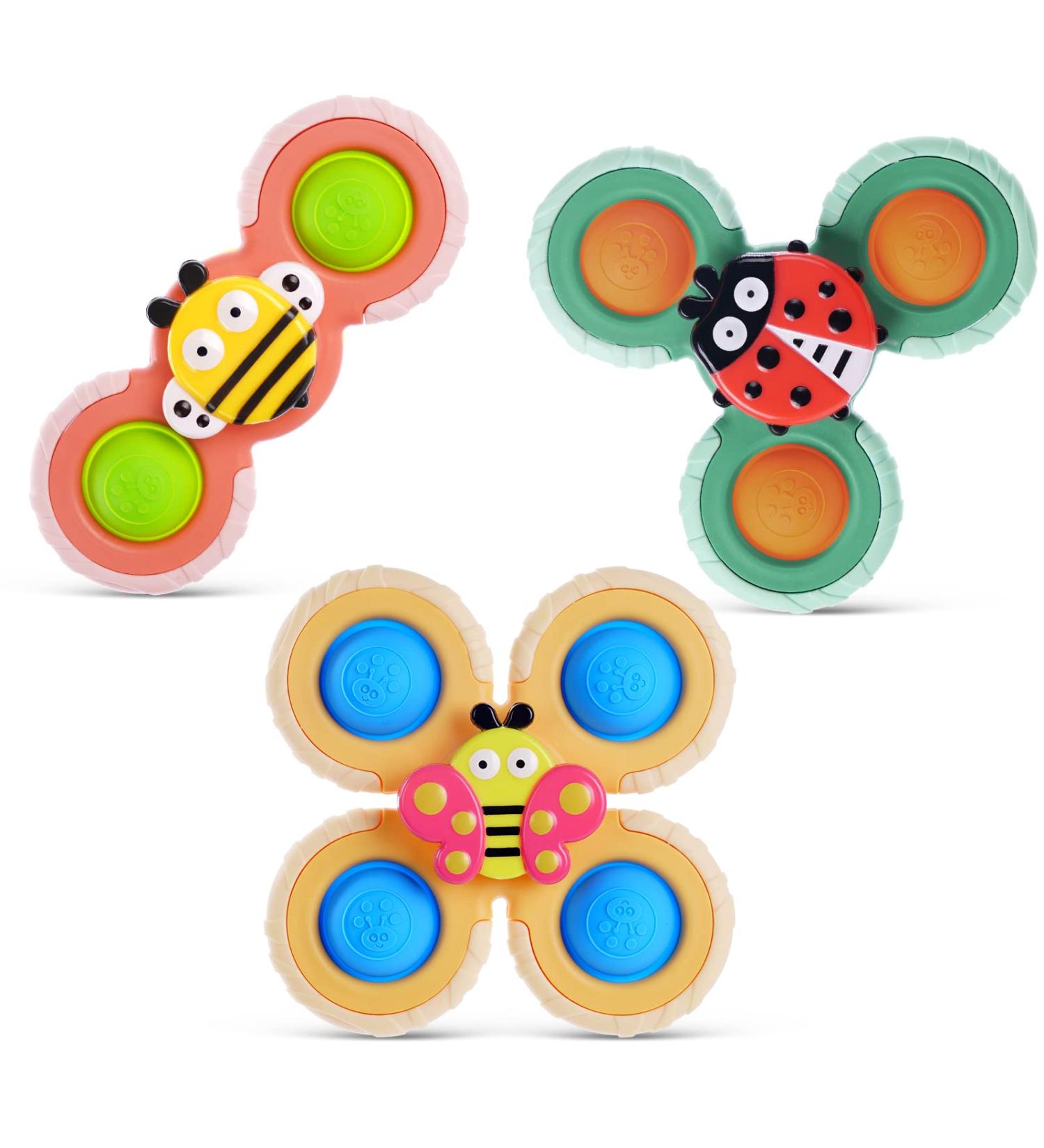 Vicloon Suction Cup Spinning Toys - 3 Silicone Baby Sensory Toys with Bite Ring for Ages 1-3 - Ideal Swimming Gifts - Buy Online on GoSupps.com