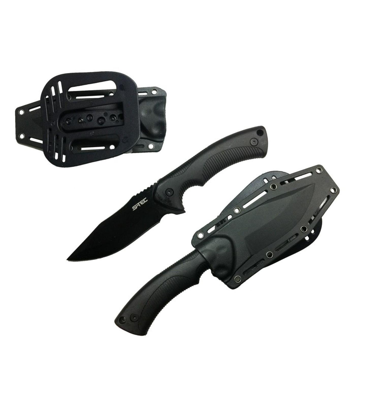 9" Full Tang Tactical Knife with ABS Plastic Sheath Black Tactical