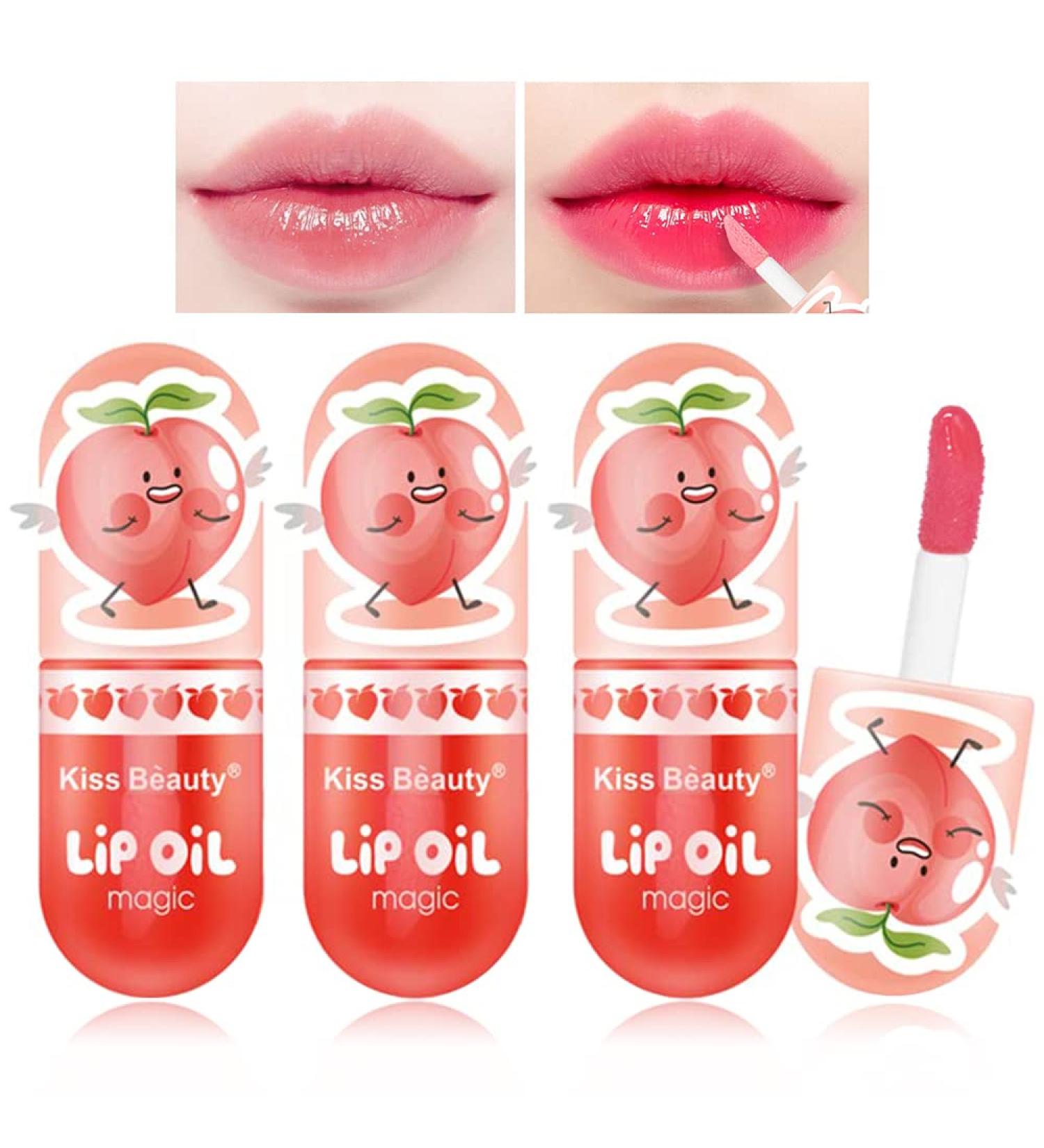 3 PCS Color Changing Hydrating Lip Tint Stain Capsule Lip Gloss Oil - Moisturizing Lip Glaze for Cherry Red Lips - No Cup Discoloration - Buy Online on GoSupps.com