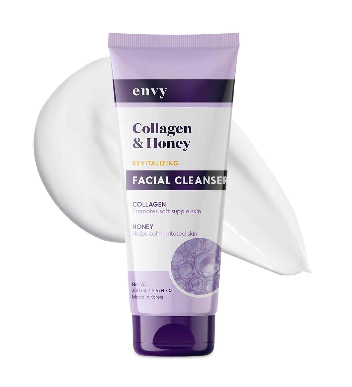 Envy Facial Cleanser with Collagen & Honey - Reduces Fine Lines Wrinkles & Hydrating - Clean Cruelty-Free Korean Skin Care for All Skin Types - Dermatologist Tested - 6.76 oz - Buy Online on GoSupps.com