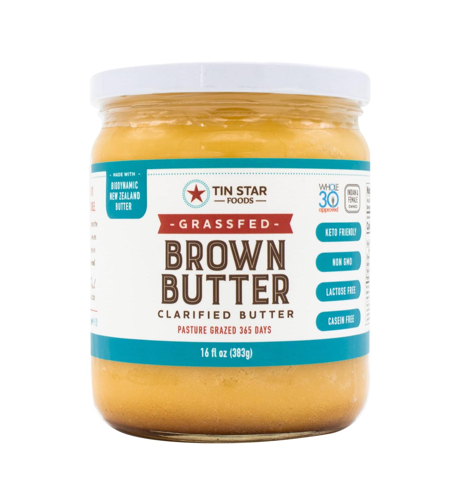 Tin Star Foods Grassfed Biodynamic Brown Butter 365 - 16 fl oz | Keto, Whole 30, 21 Day Detox Approved, Lactose Free, Casein Free - Buy Online on GoSupps.com