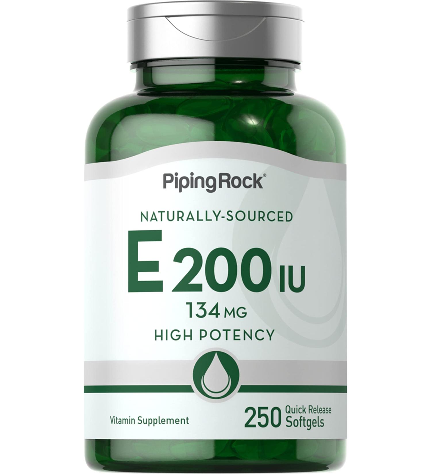 Piping Rock Vitamin E 200 IU Softgels - 250 Capsules | High-Potency Non-GMO Gluten Free Supplement - Buy Online on GoSupps.com