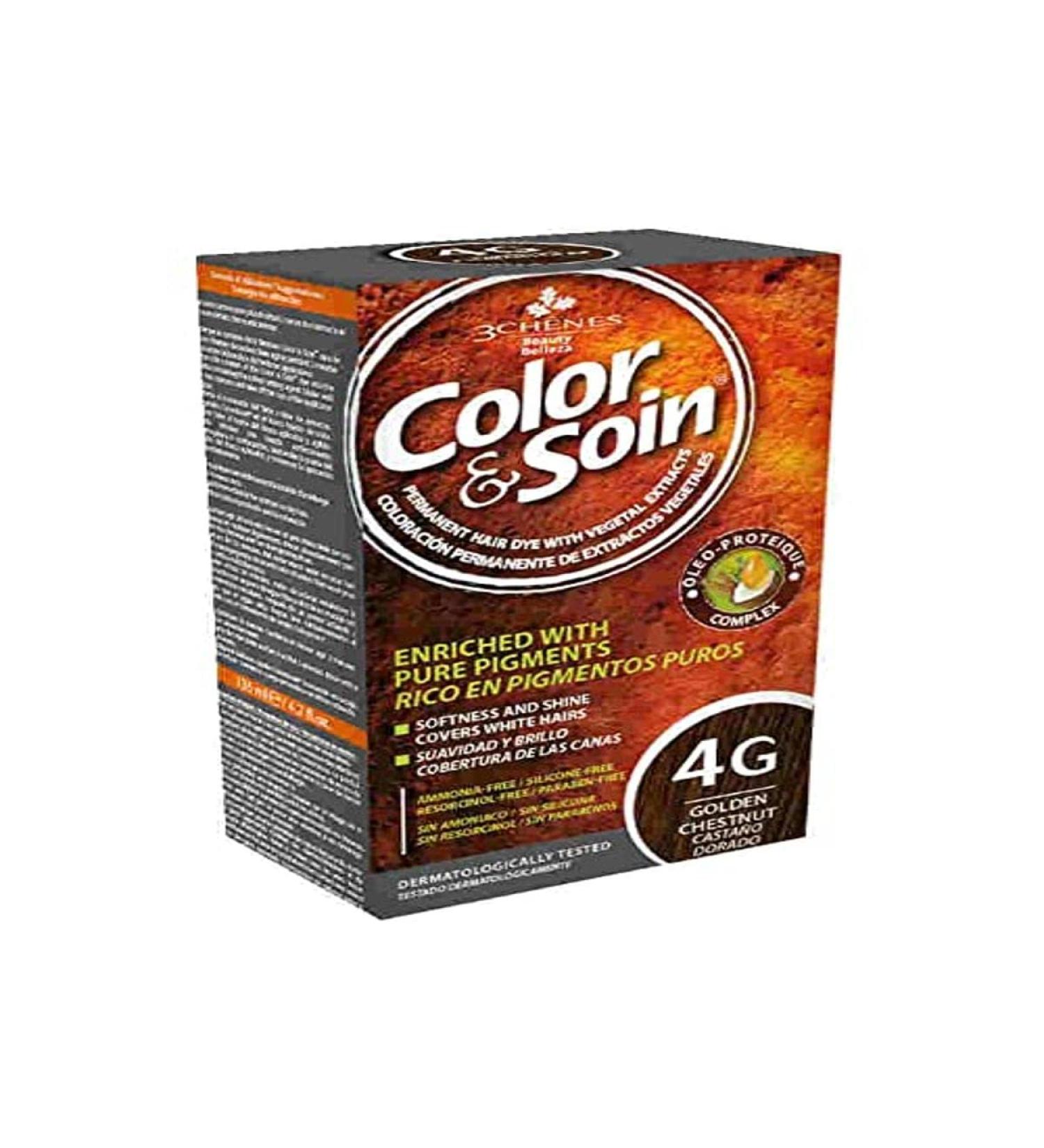 Les 3 Ch nes Color & Soin Permanent Color Care - Golden Chestnut: 4G