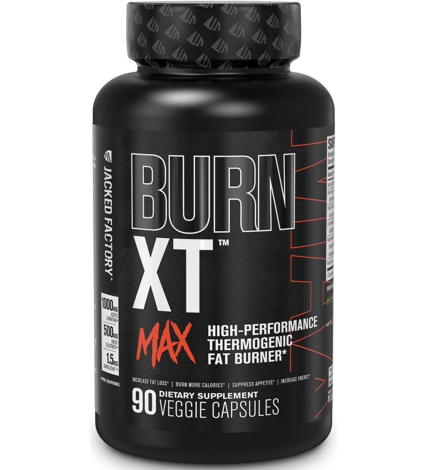 Jacked Factory Burn-XT Max - High-Performance Thermogenic Fat Burner - 90 VEGGIE Capsules - Buy Online on GoSupps.com