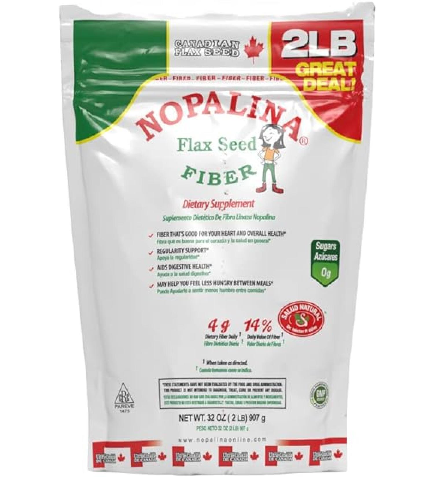 Nopalina Flax Seed Fiber Supplement 2 lb - Natural Digestive Health Support - Buy Online on GoSupps.com