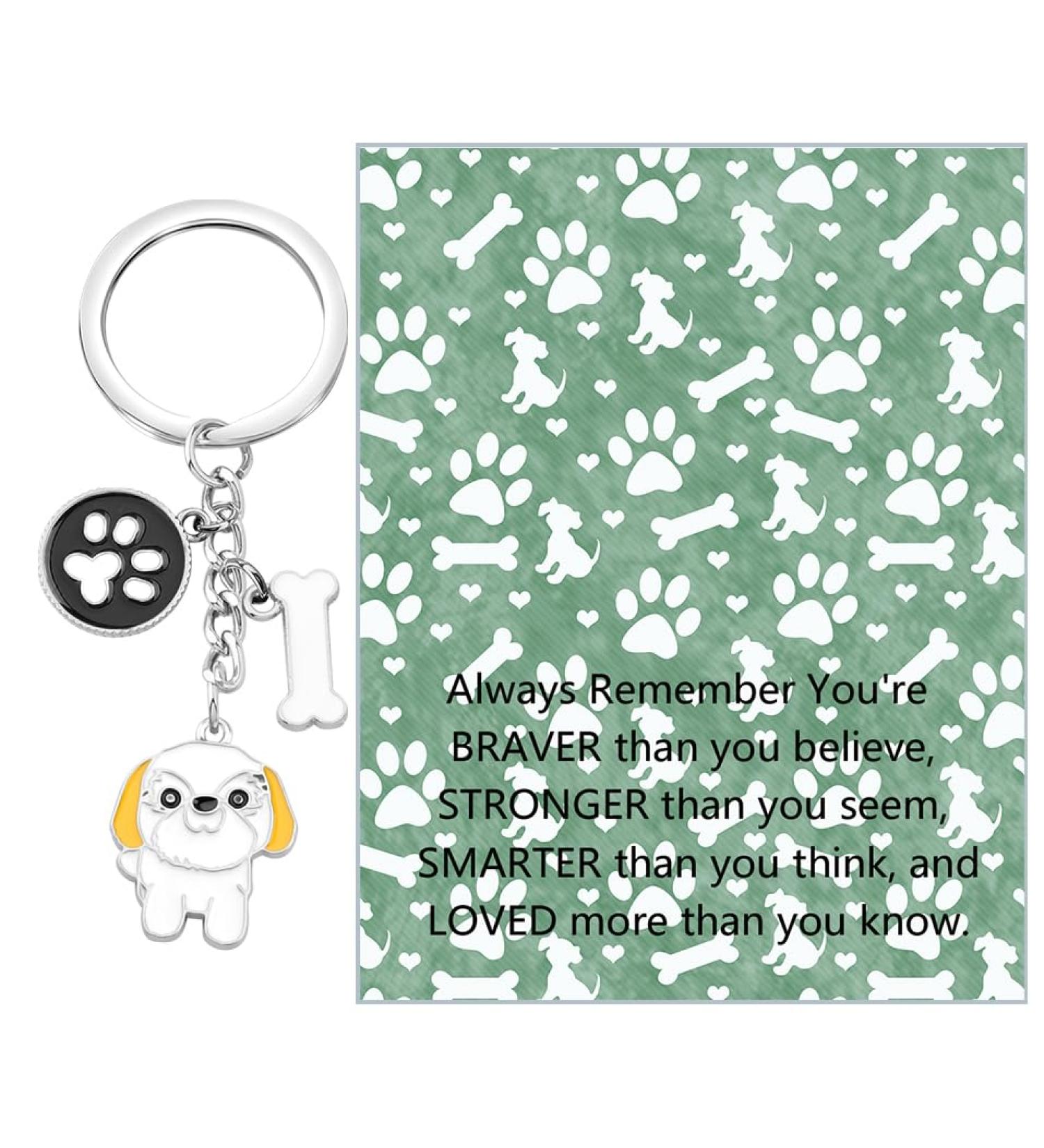 Ensianth Dog Keychain - Perfect Gift for Dog Lovers Puppy & Dog Paw Print Keyring for Dog Owners | Shih Tzu & More - Buy Online on GoSupps.com