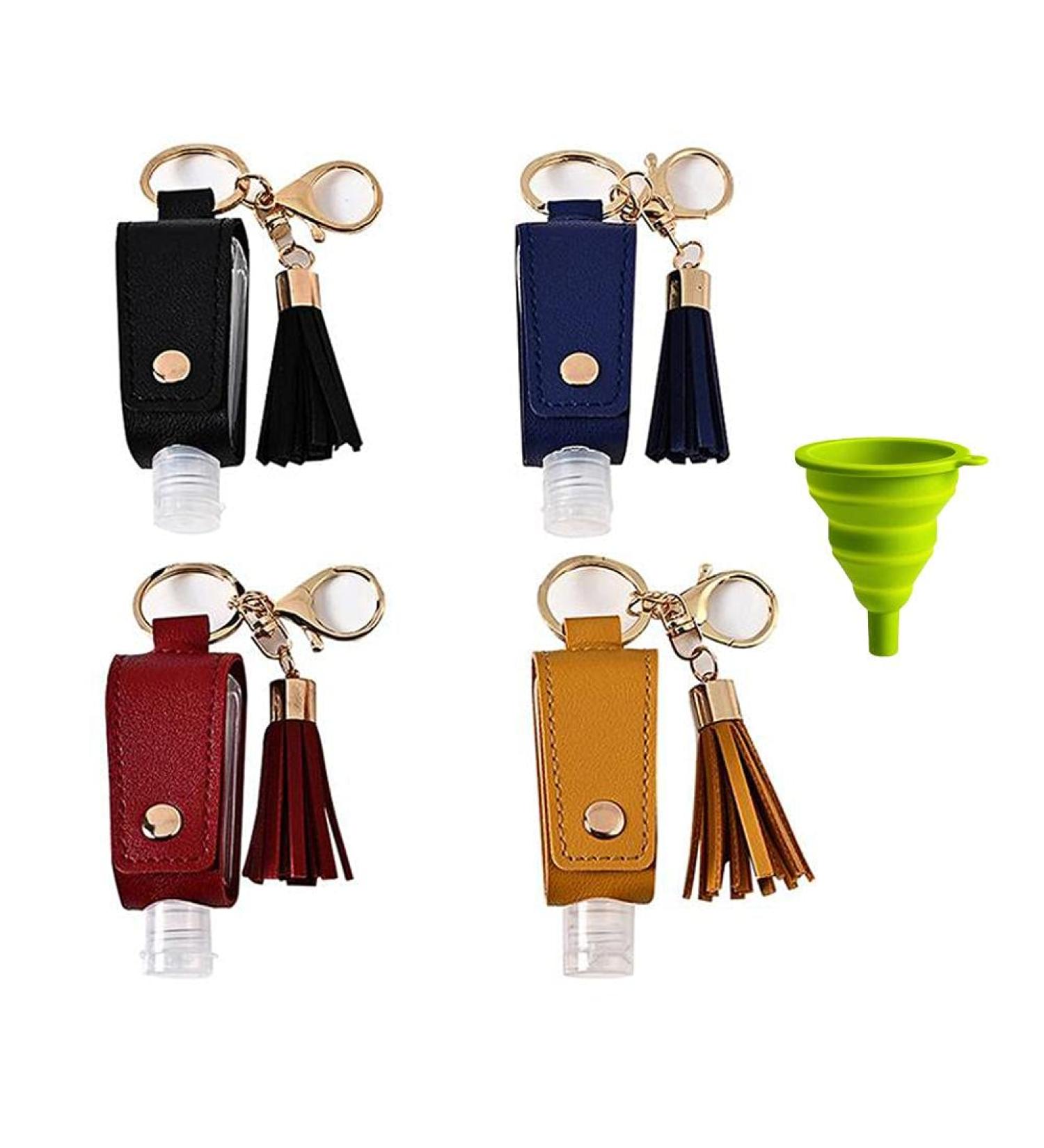 BSTCAR 30ml Liquids Squeeze Bottle with Leather Keychain Holder 5 Pack Leakproof Refillable Keychain Empty Mini Plastic Bottles Portable Lotion Container for Hand Sanitizer Essential Oil - Buy Online on GoSupps.com