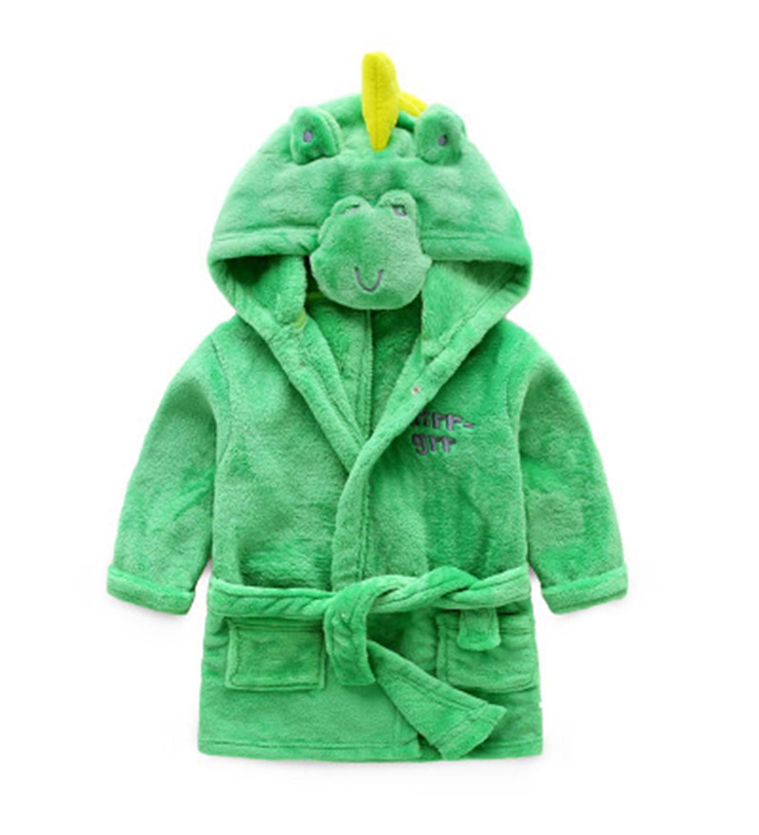 Feiliandajj Unisex Baby Toddler Fleece Bathrobe | Cute Animal Ears Hooded Gown for Boys & Girls 1-6 Years - Soft & Cozy in Green - Buy Online on GoSupps.com