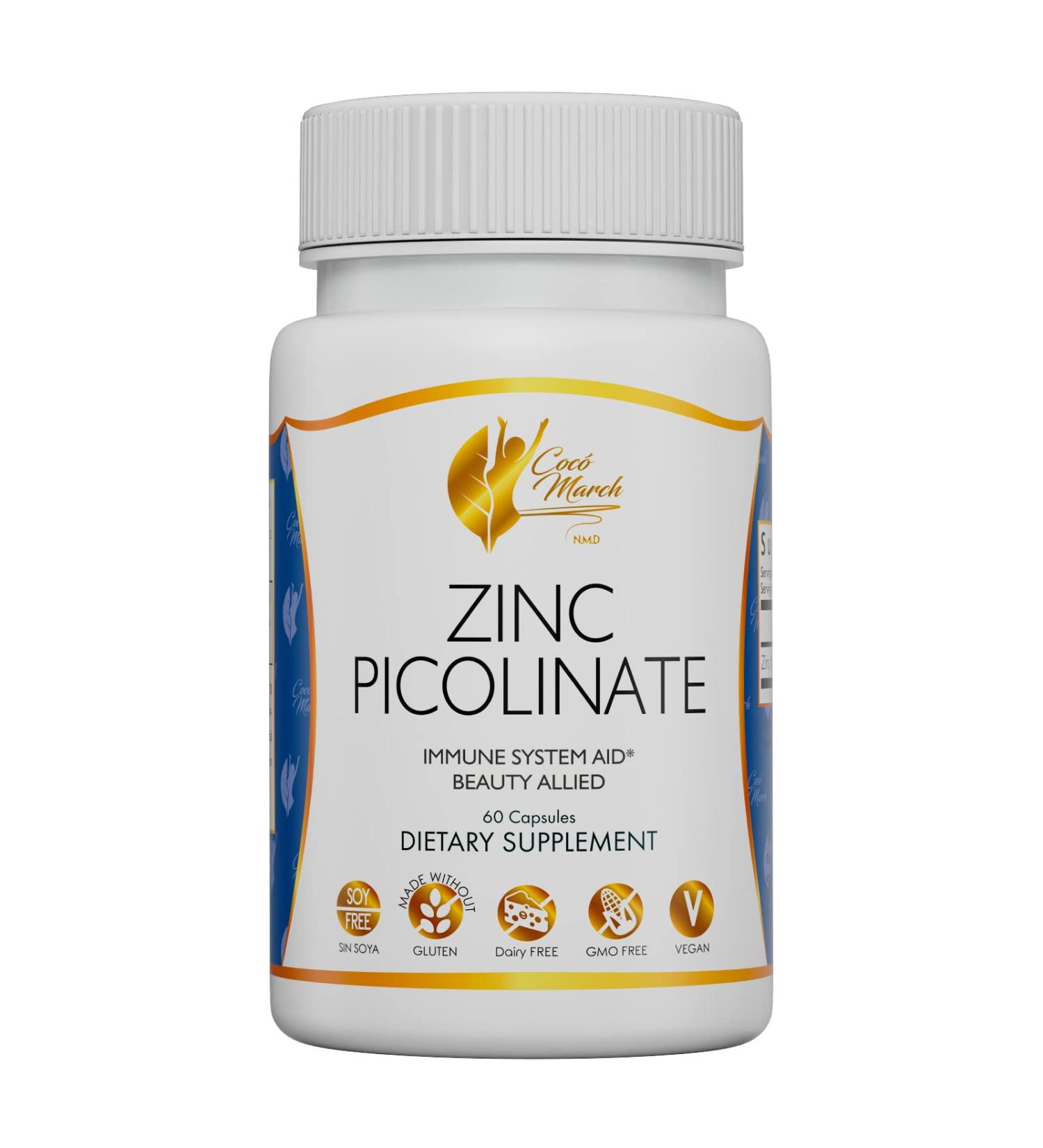 Coco March Zinc Picolinate - Immune System Support & Beauty Booster - 60 Servings - Buy Online on GoSupps.com