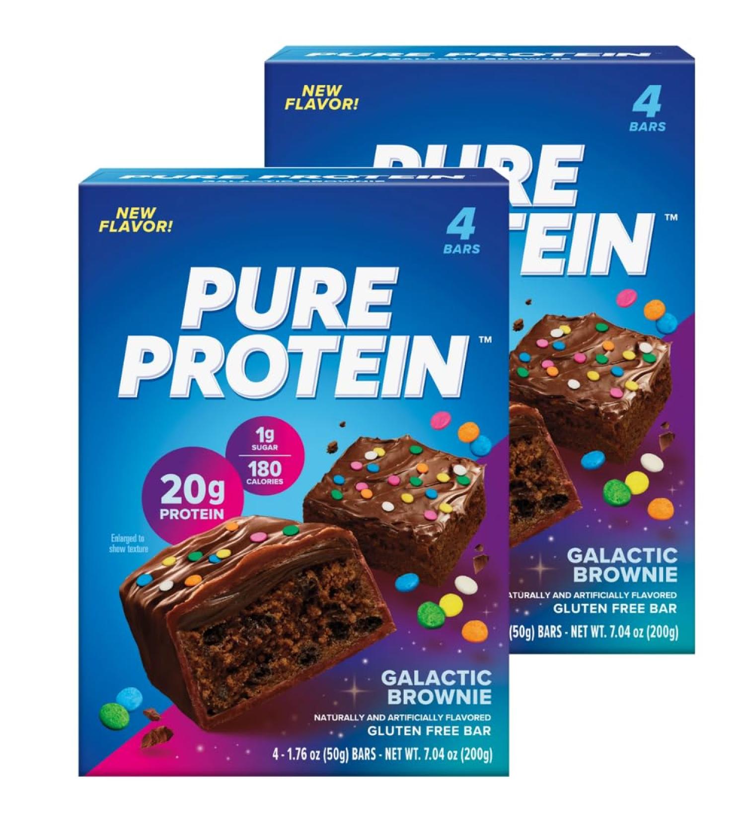 Pure Proteins Bar Galactic Brownie 20g Protein Gluten Free (2 Pack 8 Count) - Buy Online on GoSupps.com