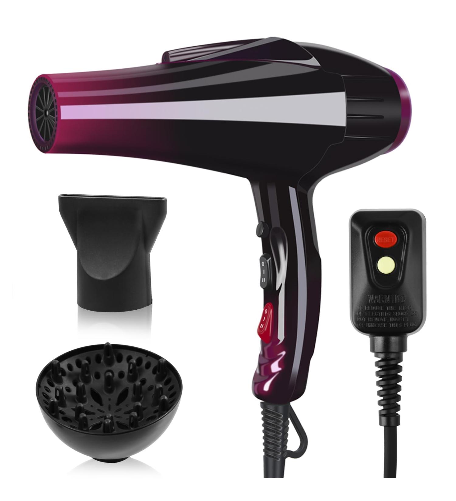 Professional 3500W Hair Dryer | Powerful Salon Blow Dryer with Negative Ions & Ceramic AC Motor | Includes Concentrator & Diffuser Attachments - Buy Online on GoSupps.com