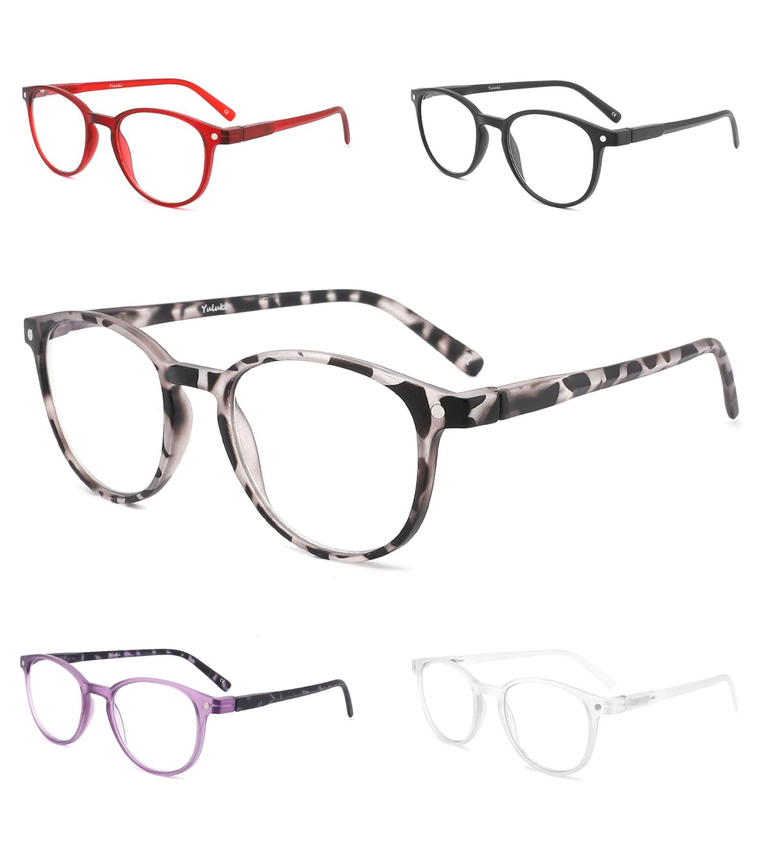 Yuluki 5-Pack Retro Reading Glasses for Men & Women | Comfortable Spring Hinges | Super Reading Aid 2.75 Magnification - Buy Online on GoSupps.com
