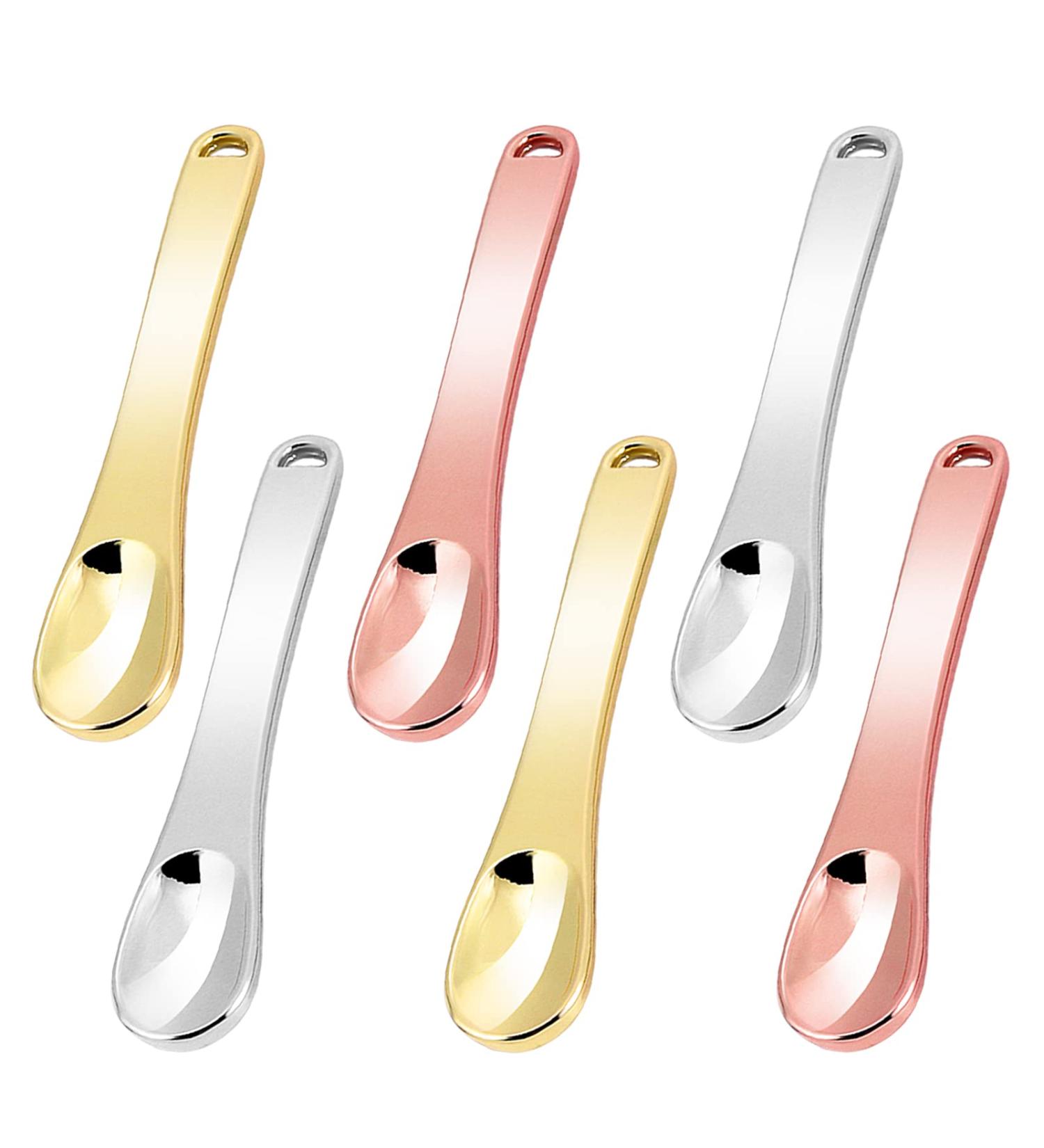 WLLHYF Mini Metal Makeup Spatula Skin Care Cosmetic Spoon Reusable Applicator Beauty Scoop for Facial Cosmetic for Face Mask Cream Lotions Moisturizers 2 Gold + 2 Silver + 2 Rose gold - Buy Online on GoSupps.com