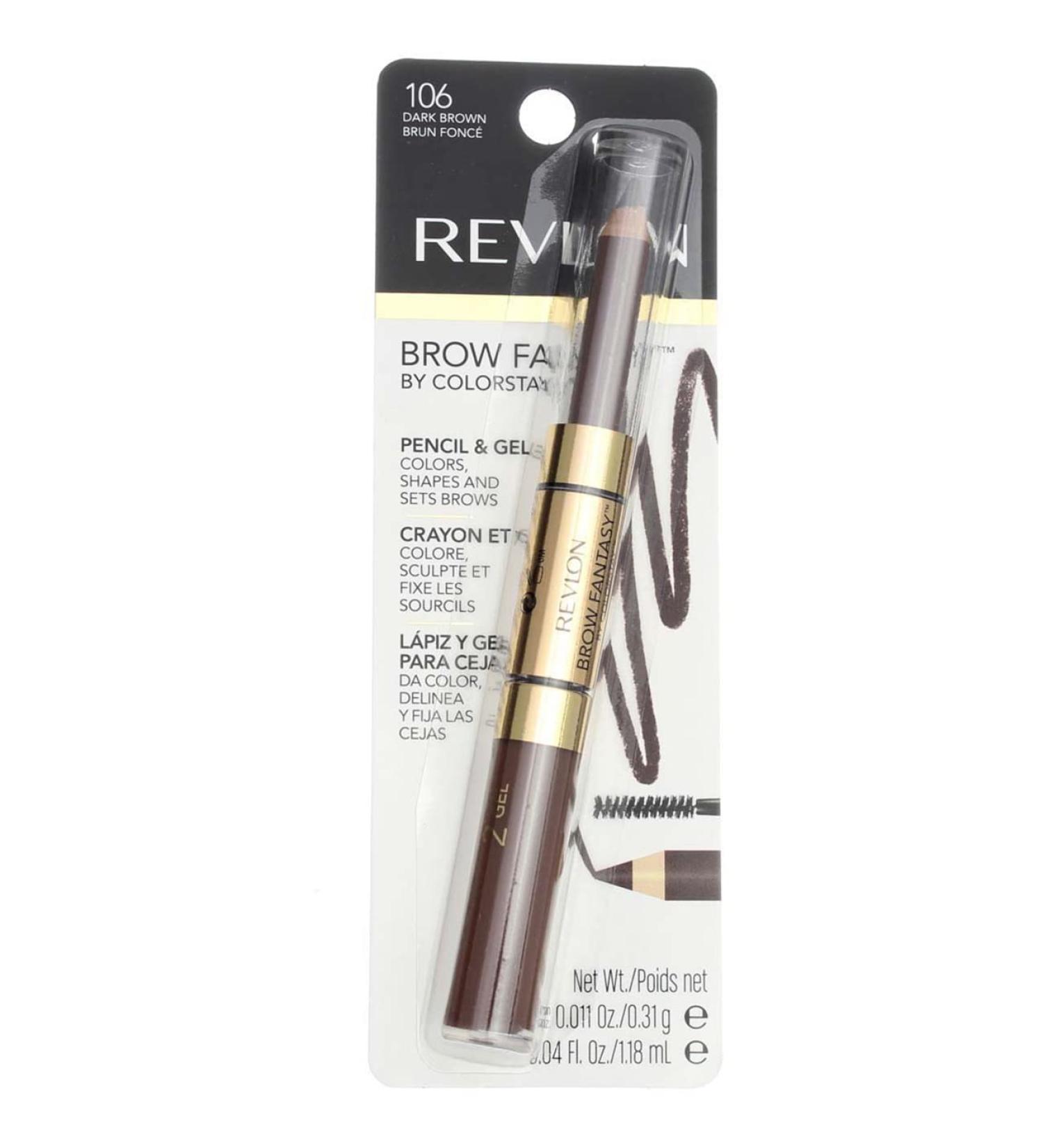 Revlon Brow Fantasy Pencil & Gel Dark Brown 106 1 ea (Pack of 2) - Dual-Ended Brow Makeup Combo - Buy Online on GoSupps.com