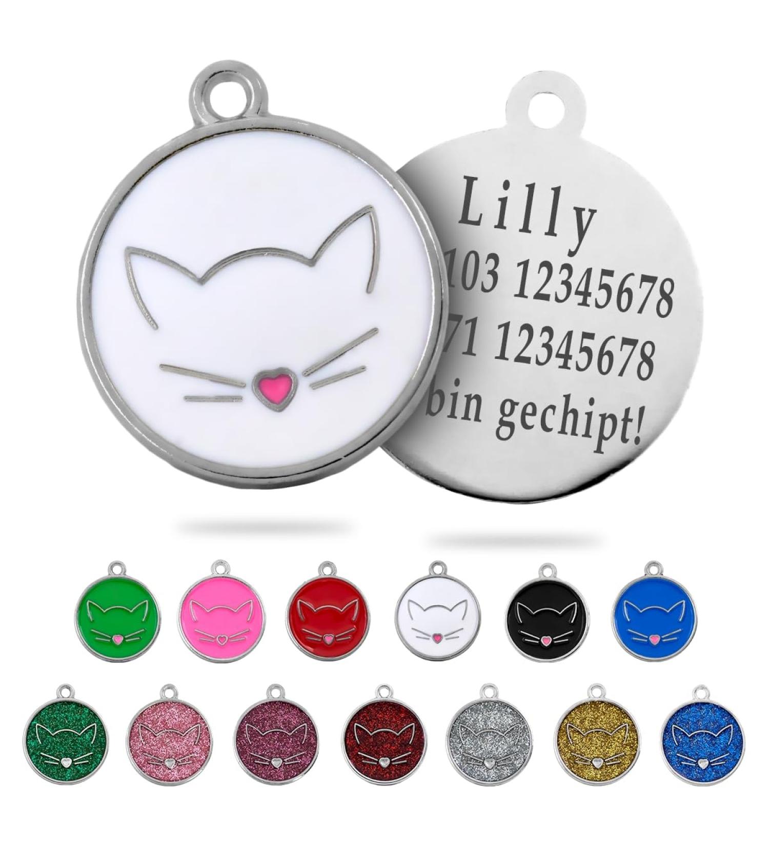 Personalized Ibera Cat Gifts | Engraved Name Collar & Address Tag for Medium to Large Cats - Round Shape White - Buy Online on GoSupps.com