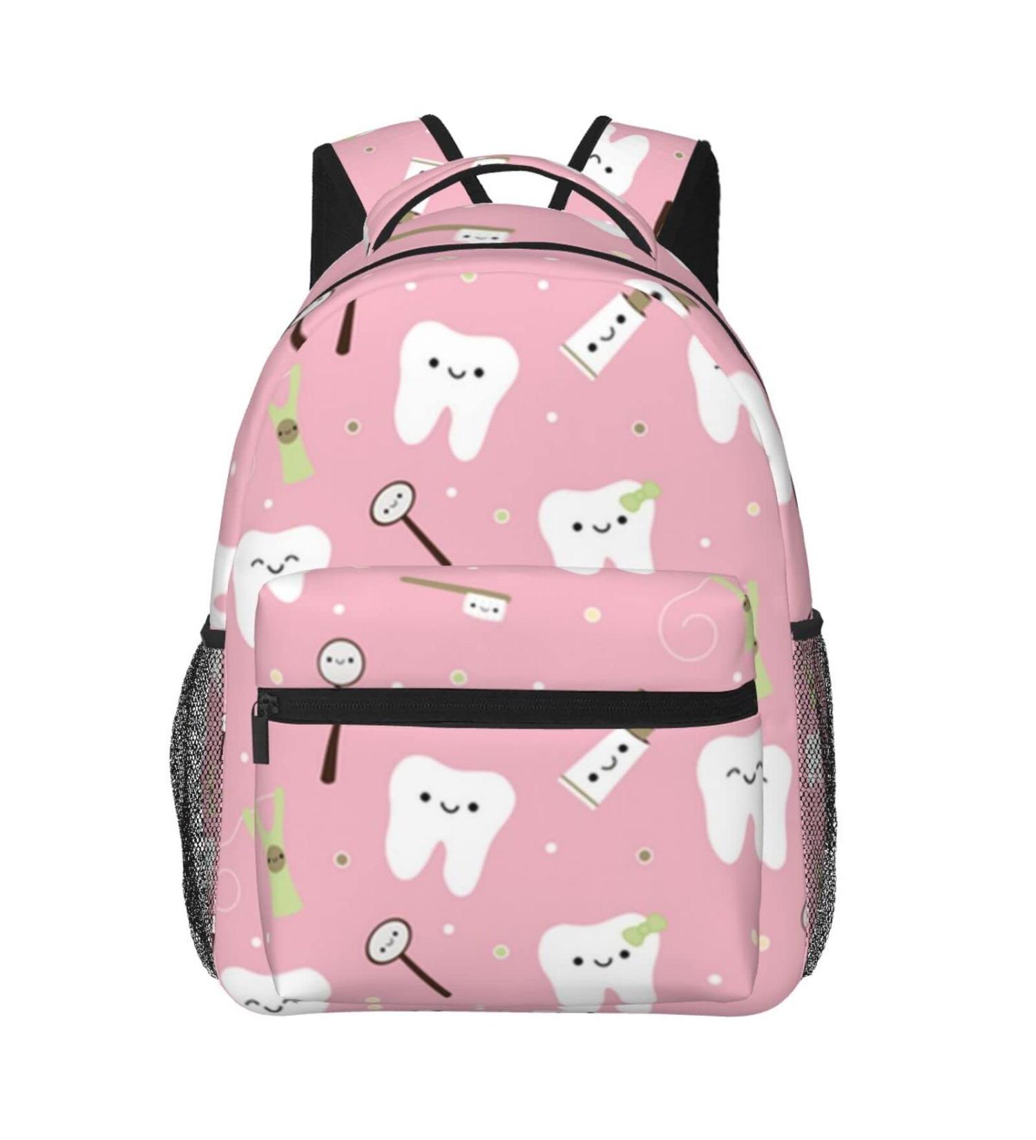Shop Large Capacity Lightweight Dental Backpack for Men & Women - Padded Straps Pink Art Design for Sports & Travel - Buy Online on GoSupps.com