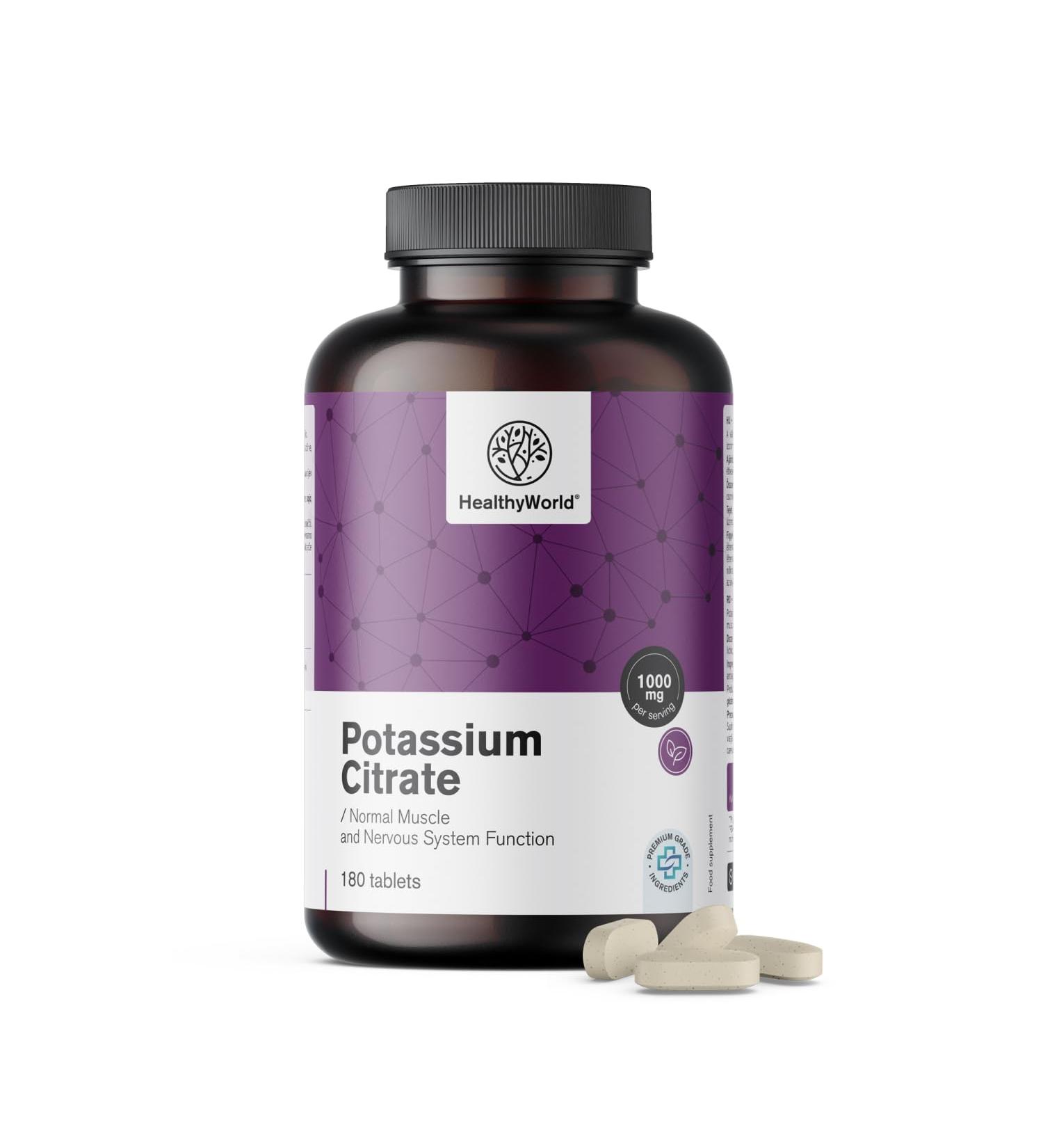 Be Healthy Group doo Potassium citrate 1000 mg per daily dose 180 tablets Optimal concentration Support for muscles nervous system and blood pressure GMOfree 3month supply - Buy Online on GoSupps.com