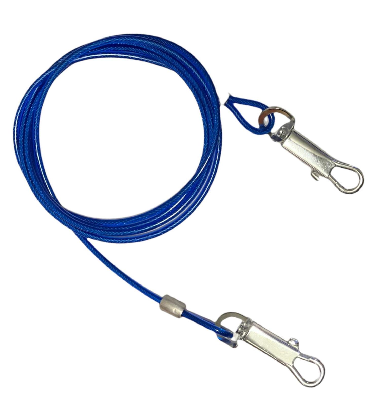 Spiral Tie Out Stake For Dogs Tie Out Cable Strong Steel For Picnic Training Gardening Camping Tie Out Wire And Stake Available in 6 10 20 Feet (6 Feet Cable Blue) 6 Feet Cable Blue
